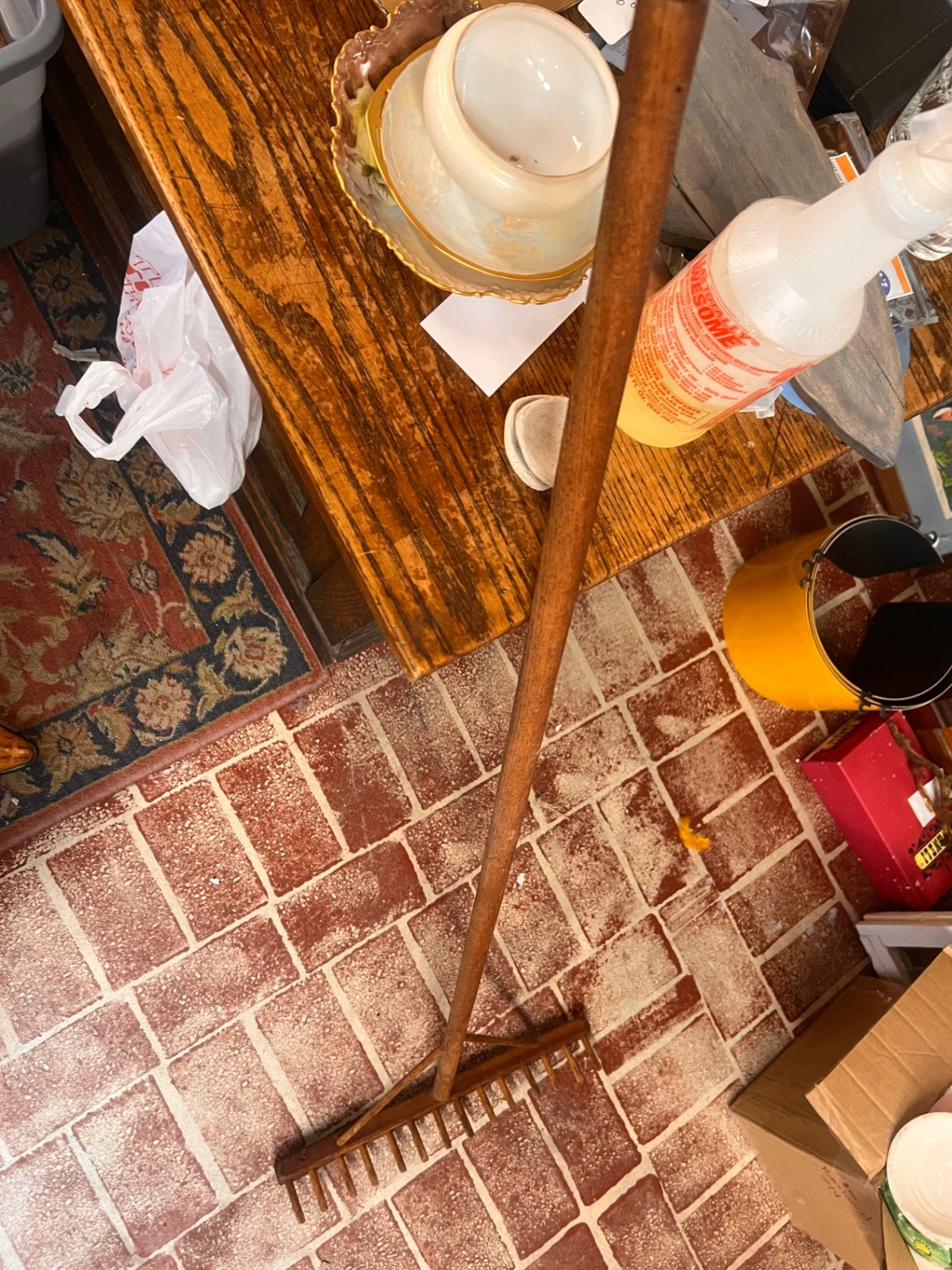 Antique Beaver Creek Beaman Iowa Wooden Hay Rake – Hand Made Farm Tool – Primitive Country Decor