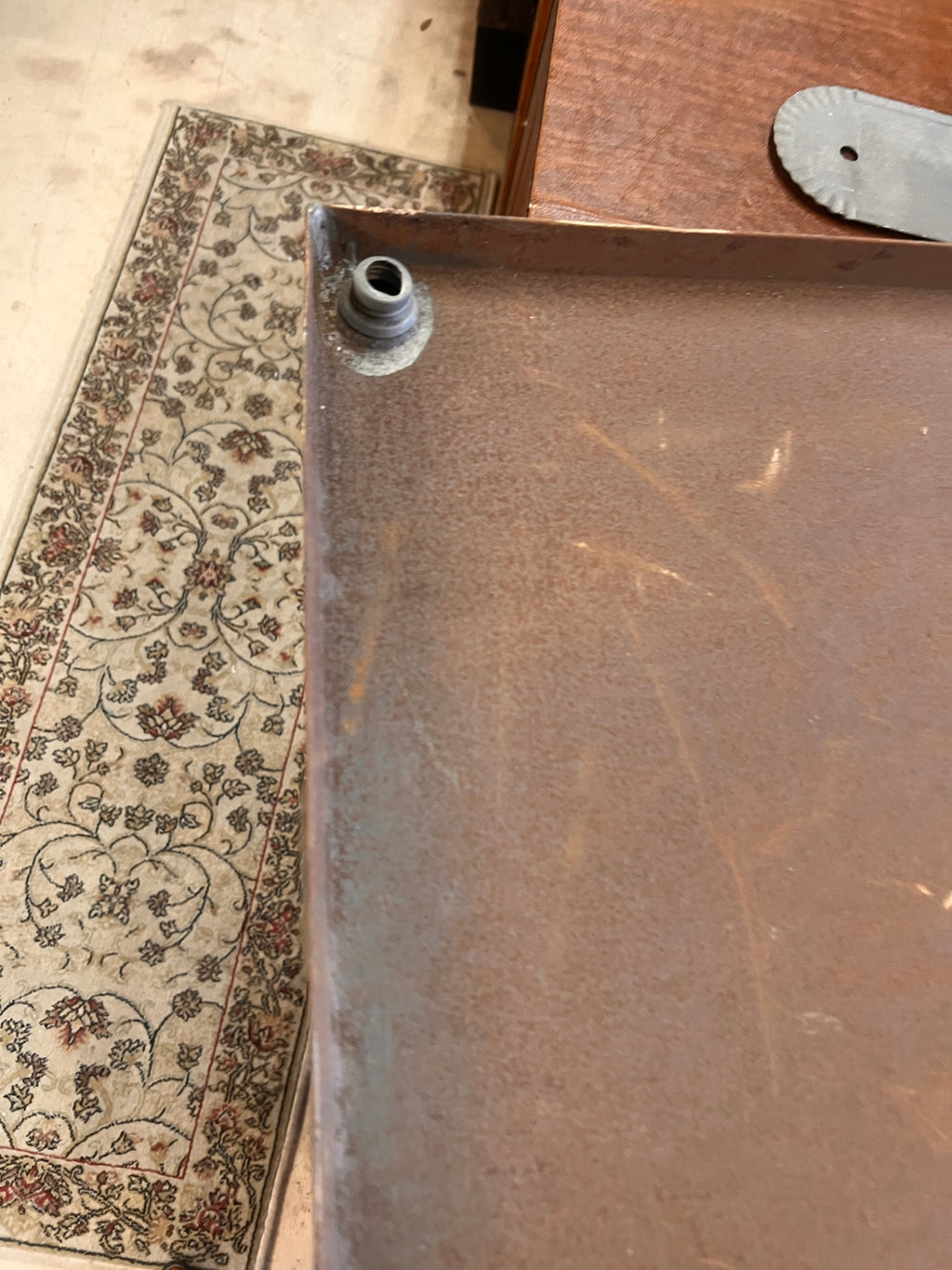 Vintage Industrial Steel Drip Pan Tray With Handles – Large 26” Utility Oil Catch Tray Garage Shop Decor