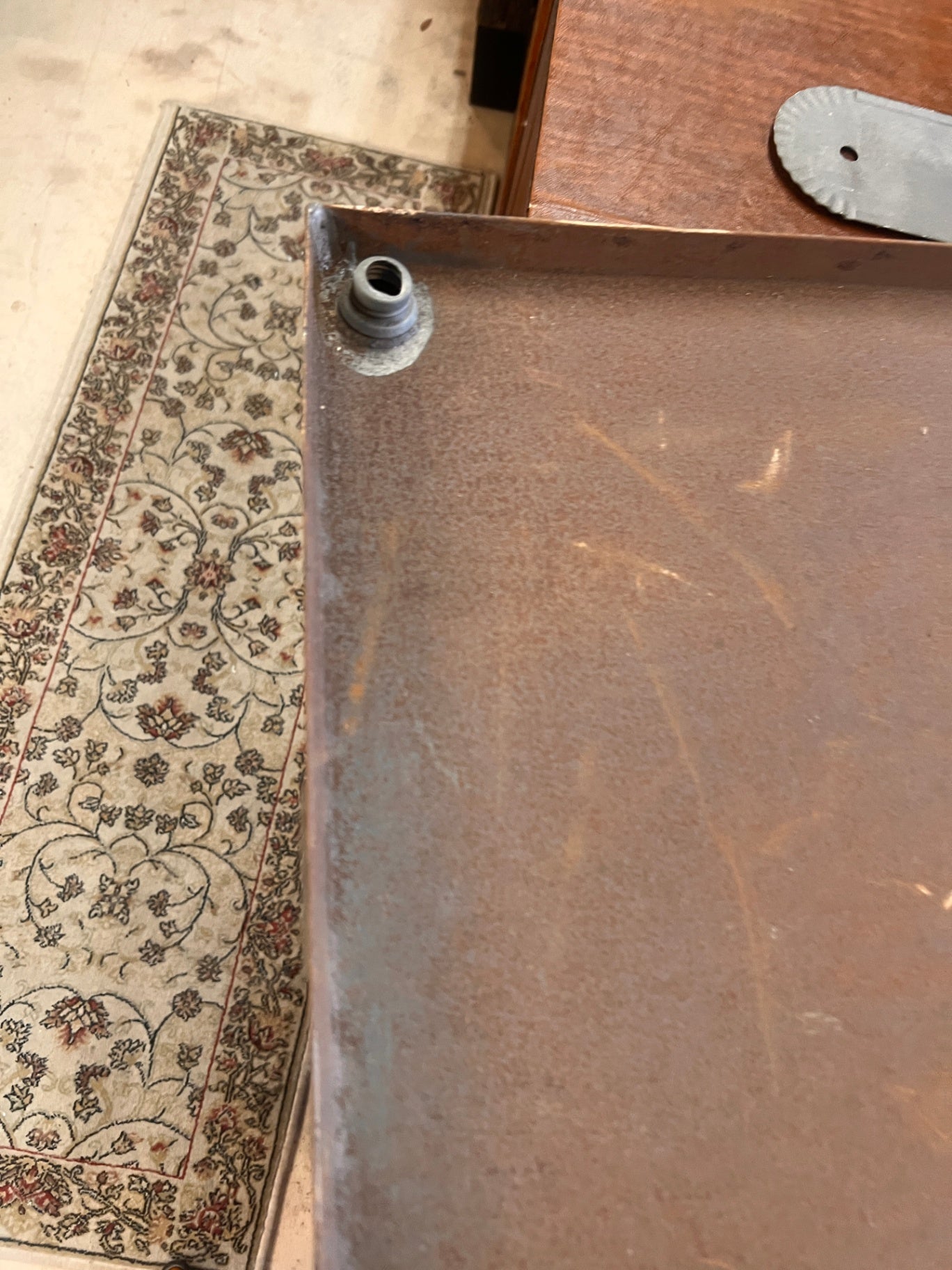 Vintage Industrial Steel Drip Pan Tray With Handles – Large 26” Utility Oil Catch Tray Garage Shop Decor