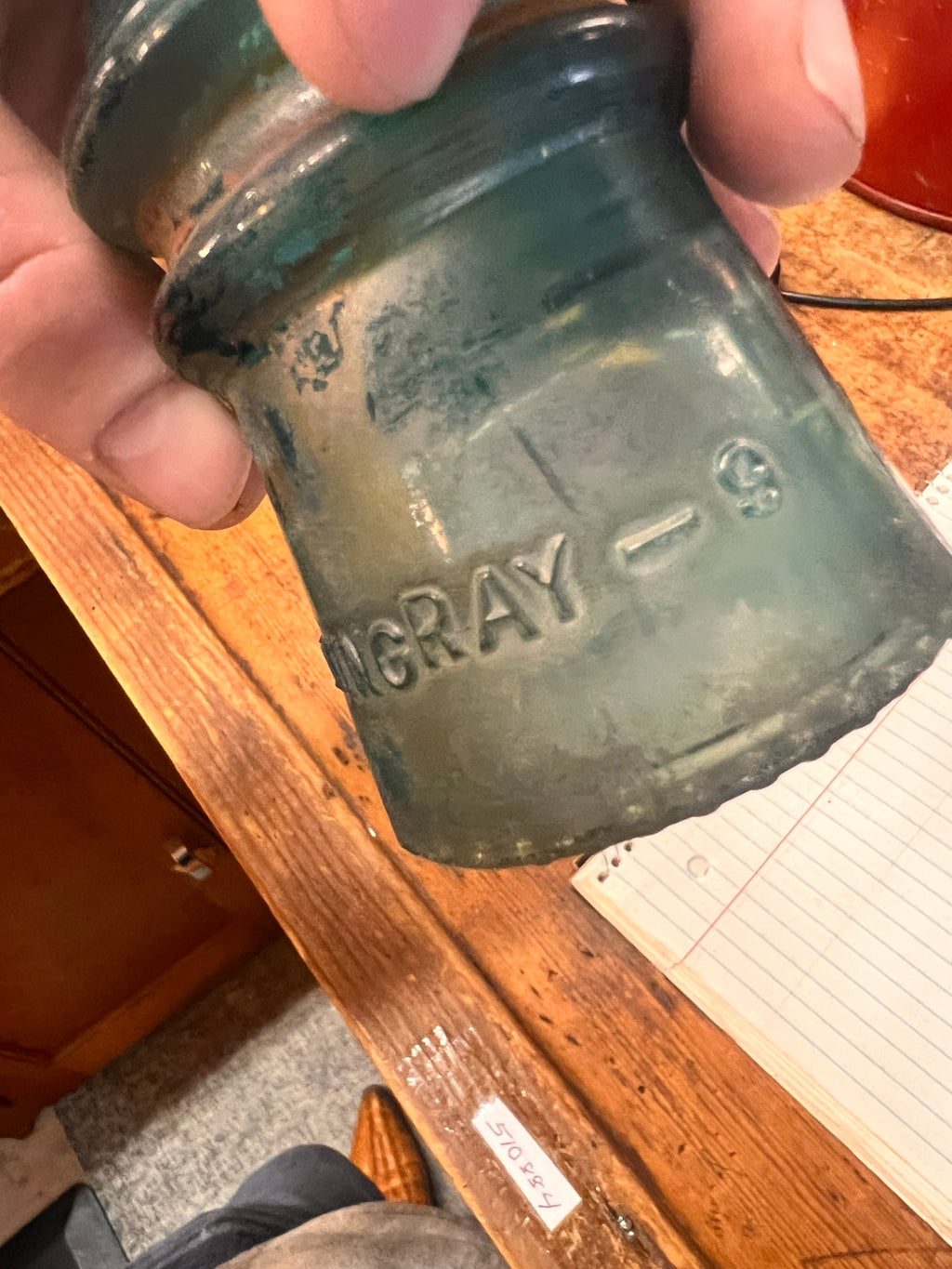 Vintage Hemingray No. 9 Aqua Glass Insulator