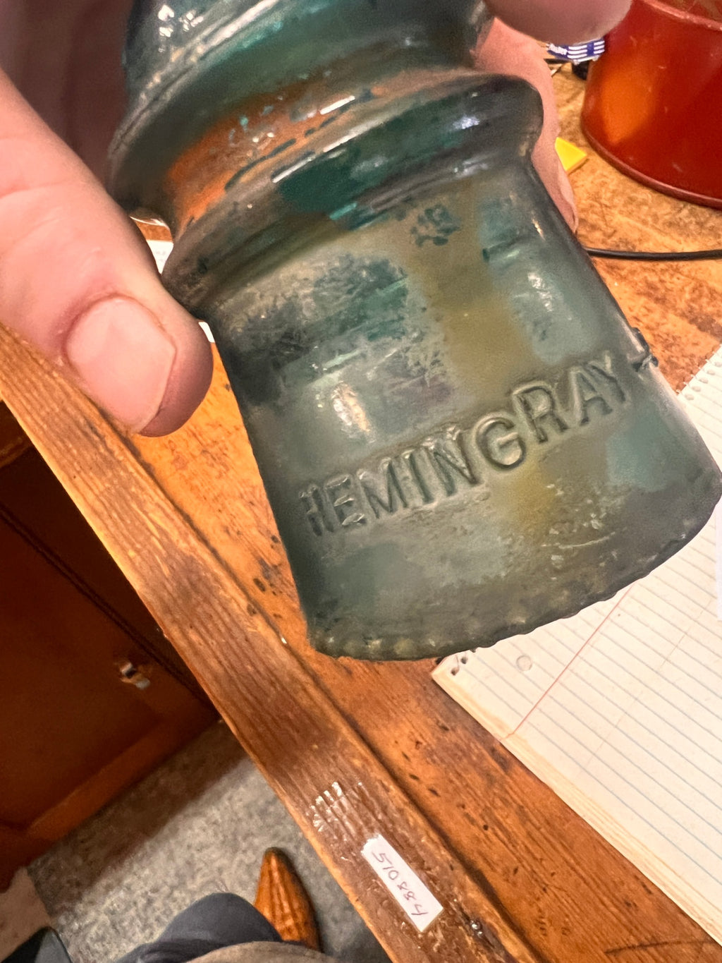 Vintage Hemingray No. 9 Aqua Glass Insulator