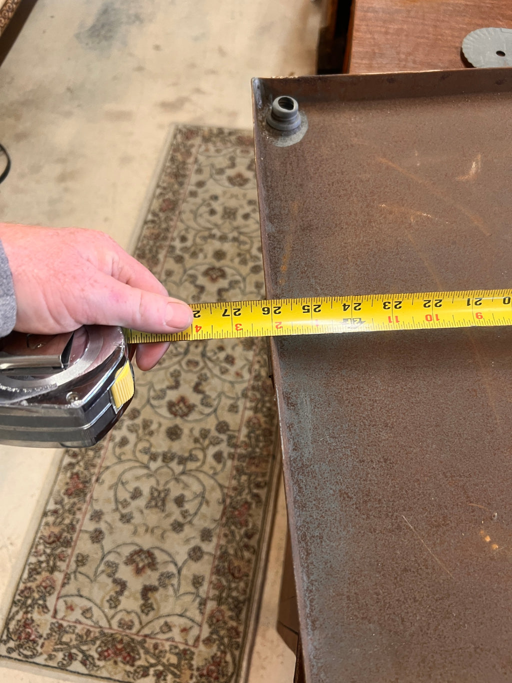 Vintage Industrial Steel Drip Pan Tray With Handles – Large 26” Utility Oil Catch Tray Garage Shop Decor