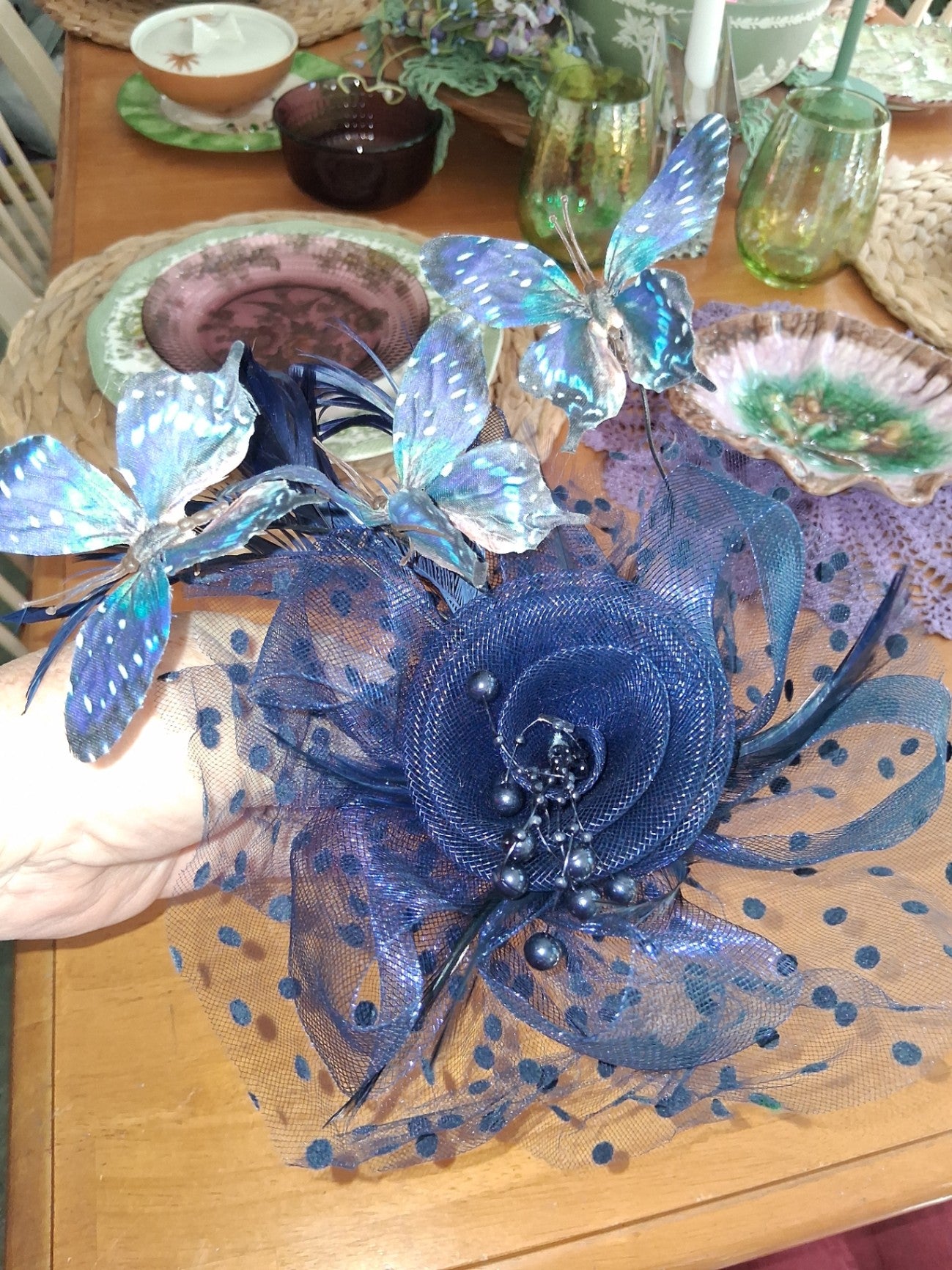 Fascinator navy blue dsc