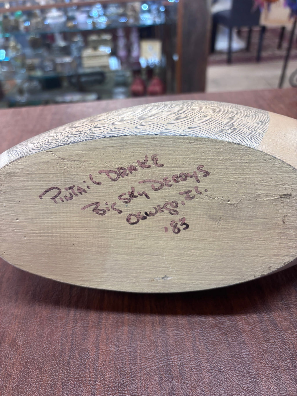 Vintage hand-Carved and hand-painted wooden Northern Pintail drake duck decoy