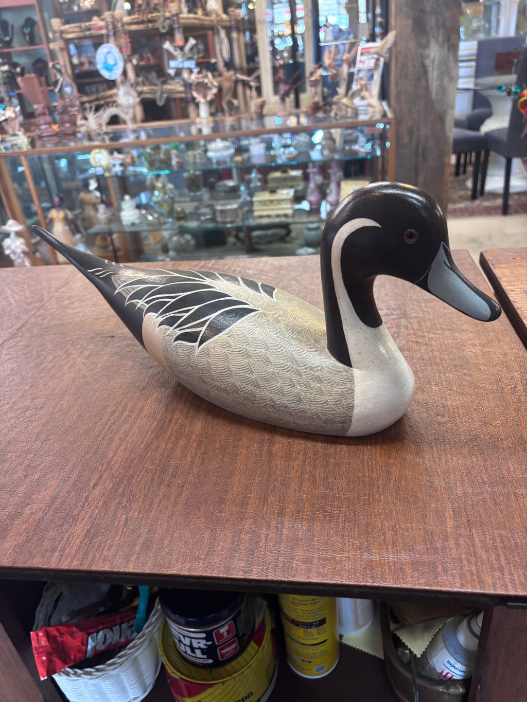 Vintage hand-Carved and hand-painted wooden Northern Pintail drake duck decoy