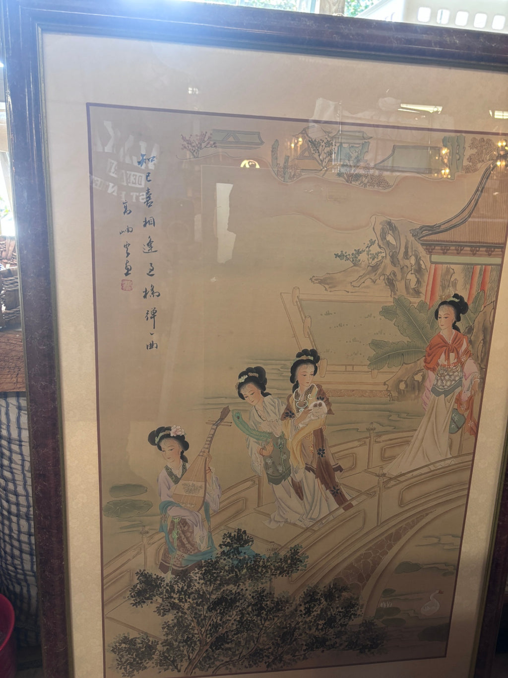 Large Framed Chinese Silk Art 