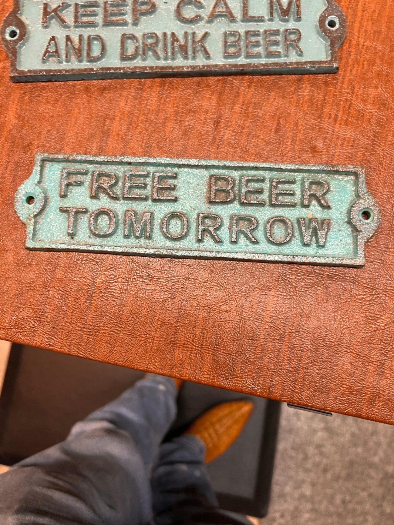 Free Beer Tomorrow Cast Iron Sign