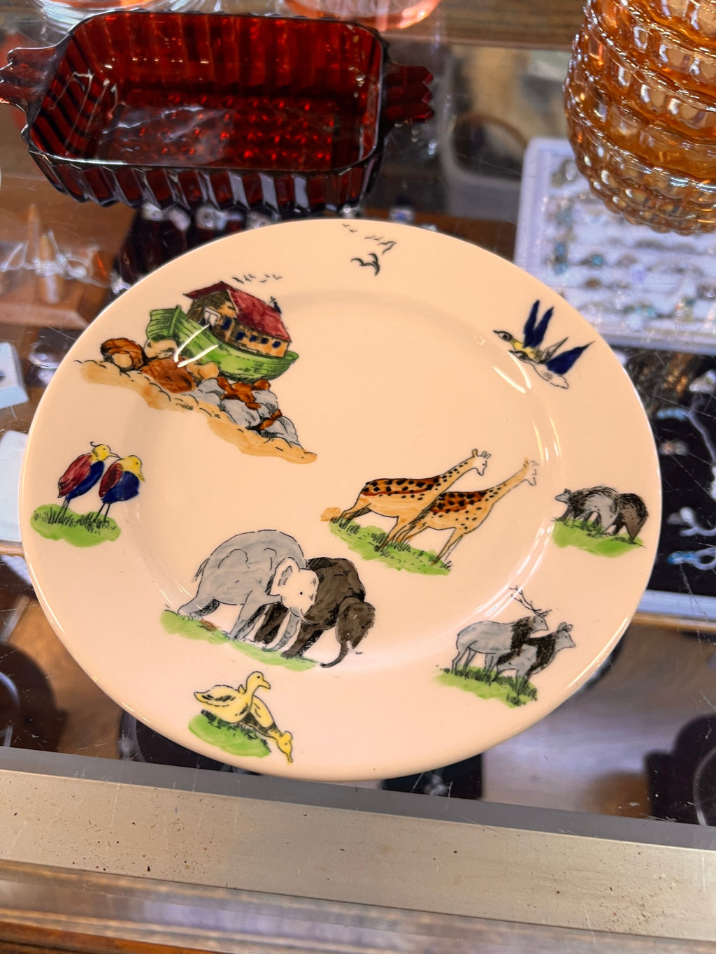 Vintage OLD IVORY SYRACUSE CHINA Noah's Ark Biblical Animals Child's 7" Plate
