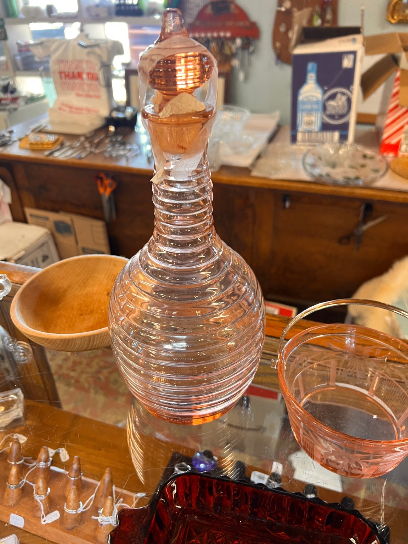 Pink Glass Decanter