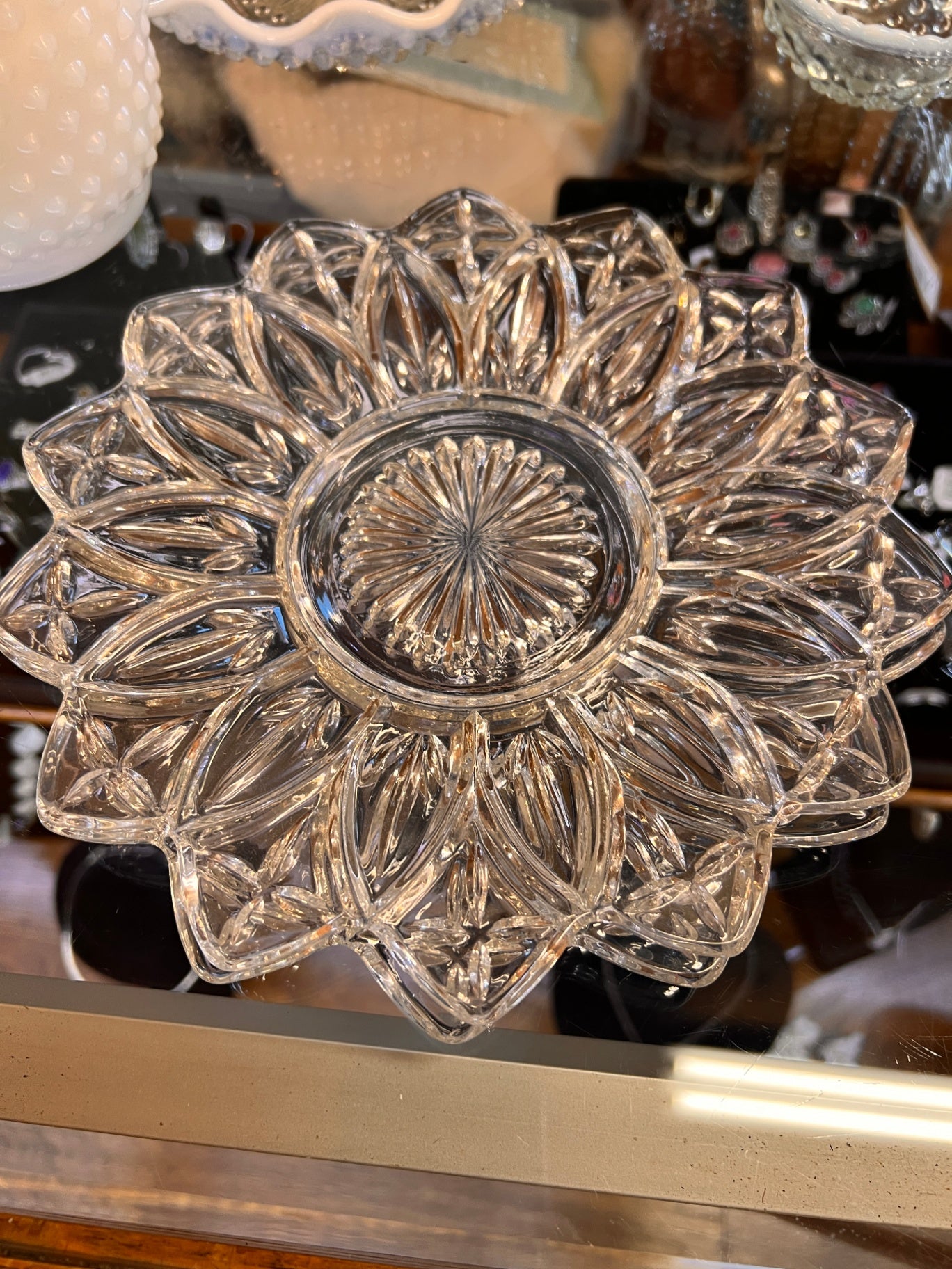 Large Petal Clear Federal Glass Salad Plate Vintage