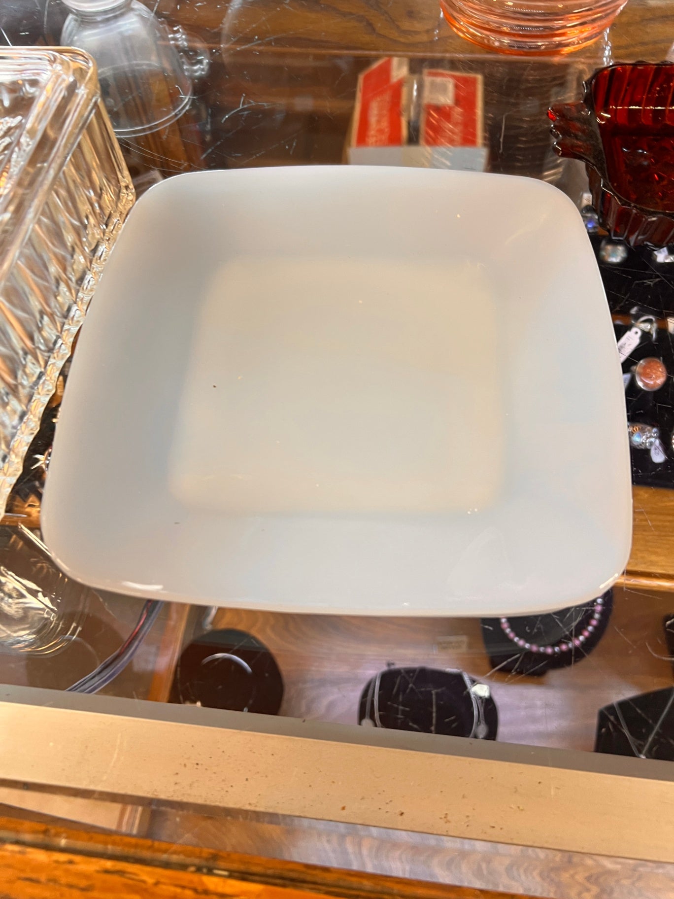 Set Of 2 Fire King, Azure Blue, 8.25 inch Square Plate, Salad or Dessert Dish, Light Blue Plate