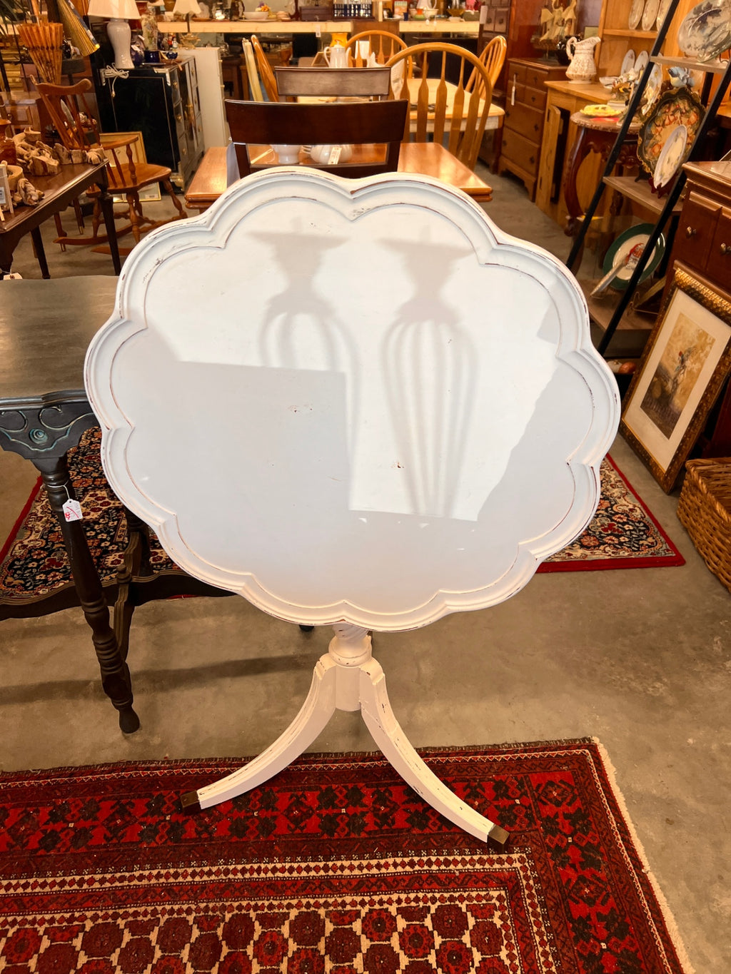 White Painted PIE CRUST Table
