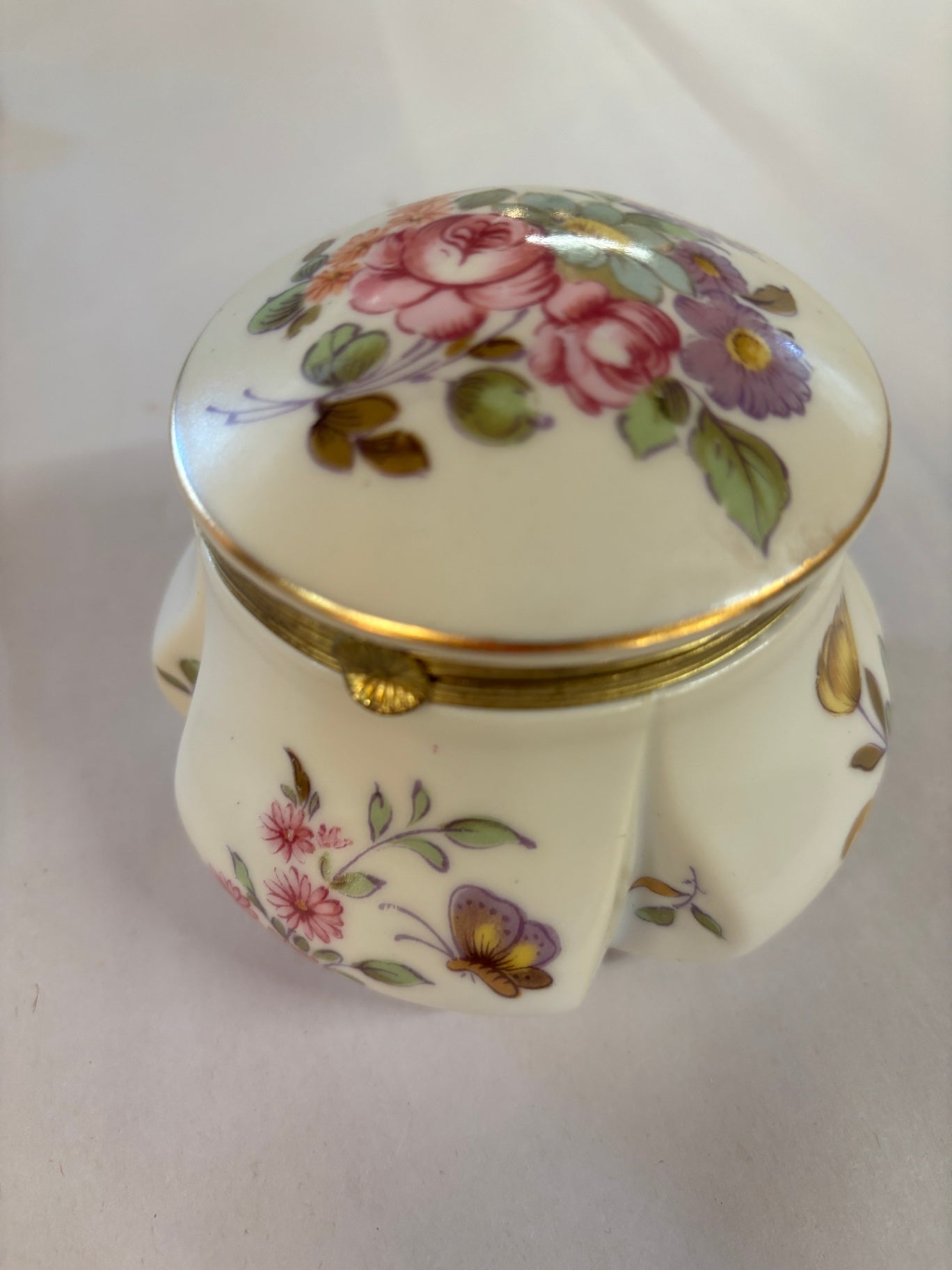 Vintage Trinket Box Gold Trim