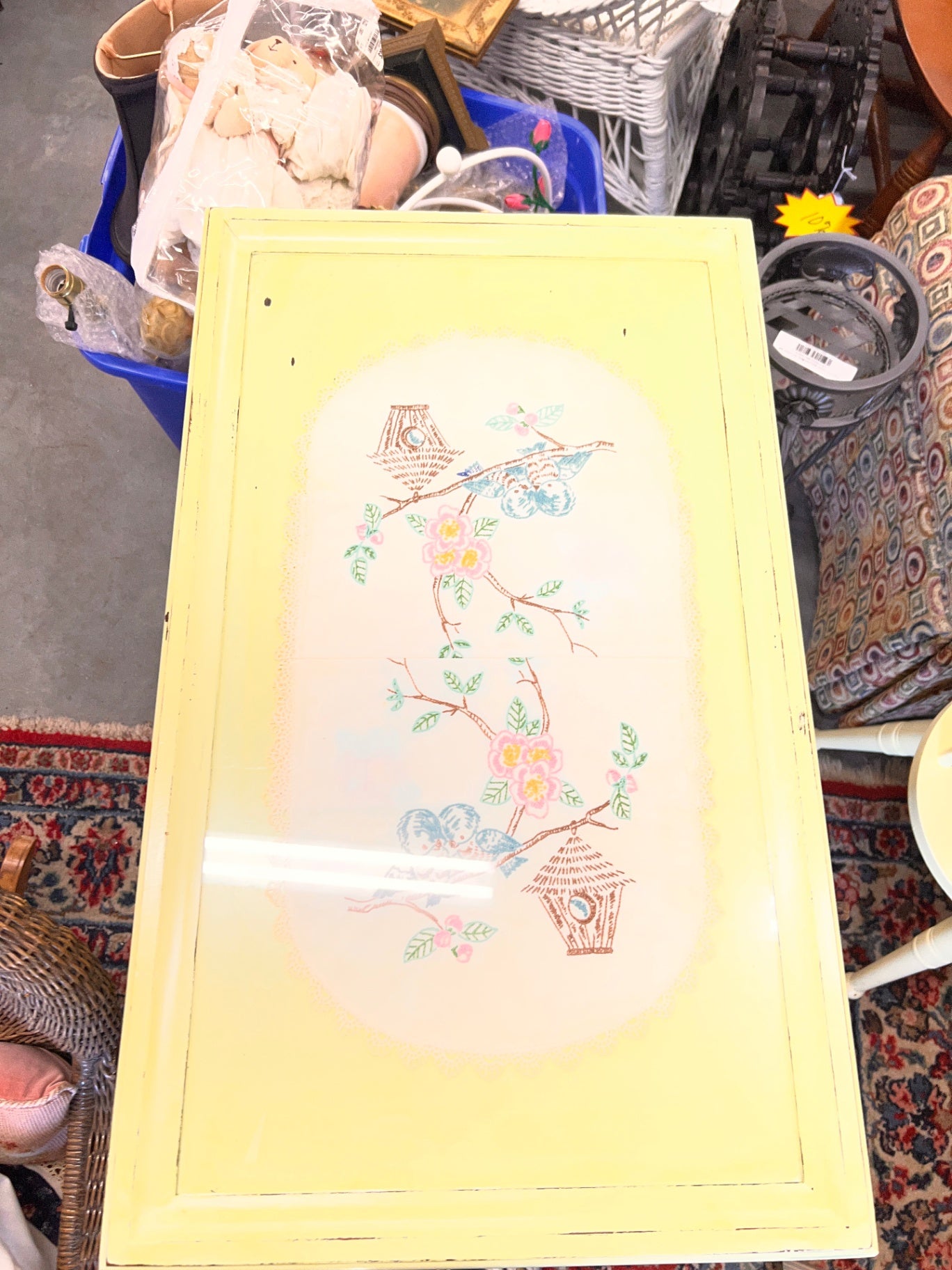 Vintage Glass Top Side Table