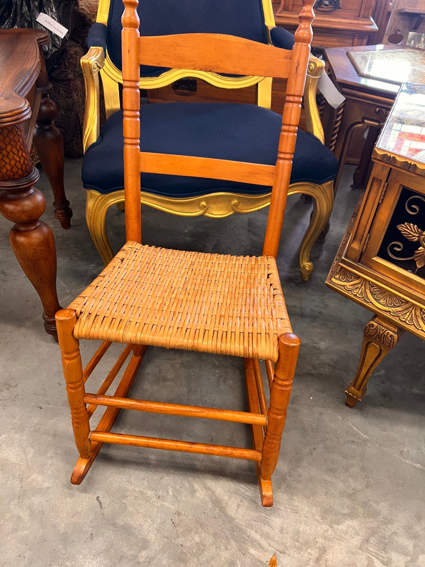 Mottville style Antique Youth / Child's Chair. Cane Seat Rocker