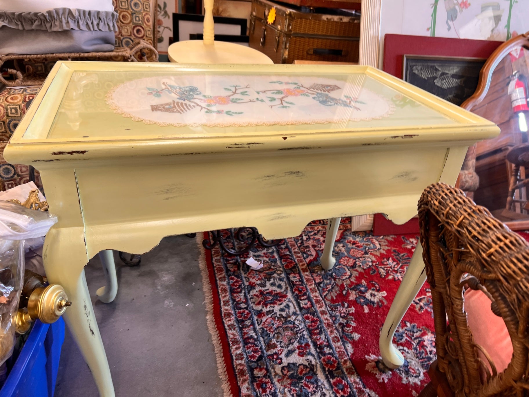 Vintage Glass Top Side Table