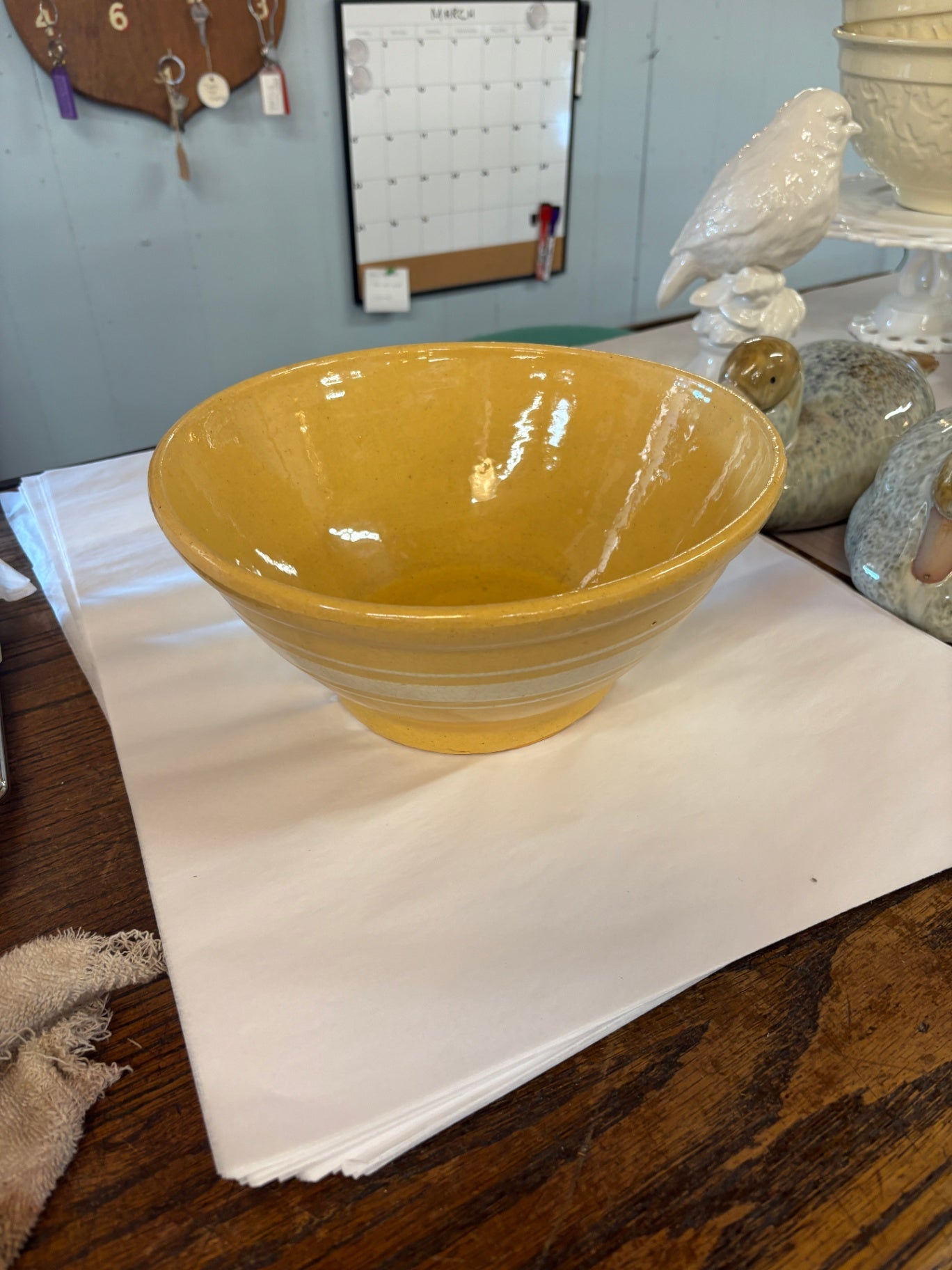 VTG MCM Mixing Bowl USA Collectible Oxford Ware Daffodil Yellow Ceramic Serving