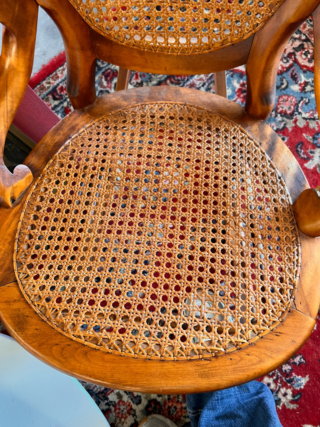 Late 19th Century Victorian Rocking Chair With Caned Seat and Back