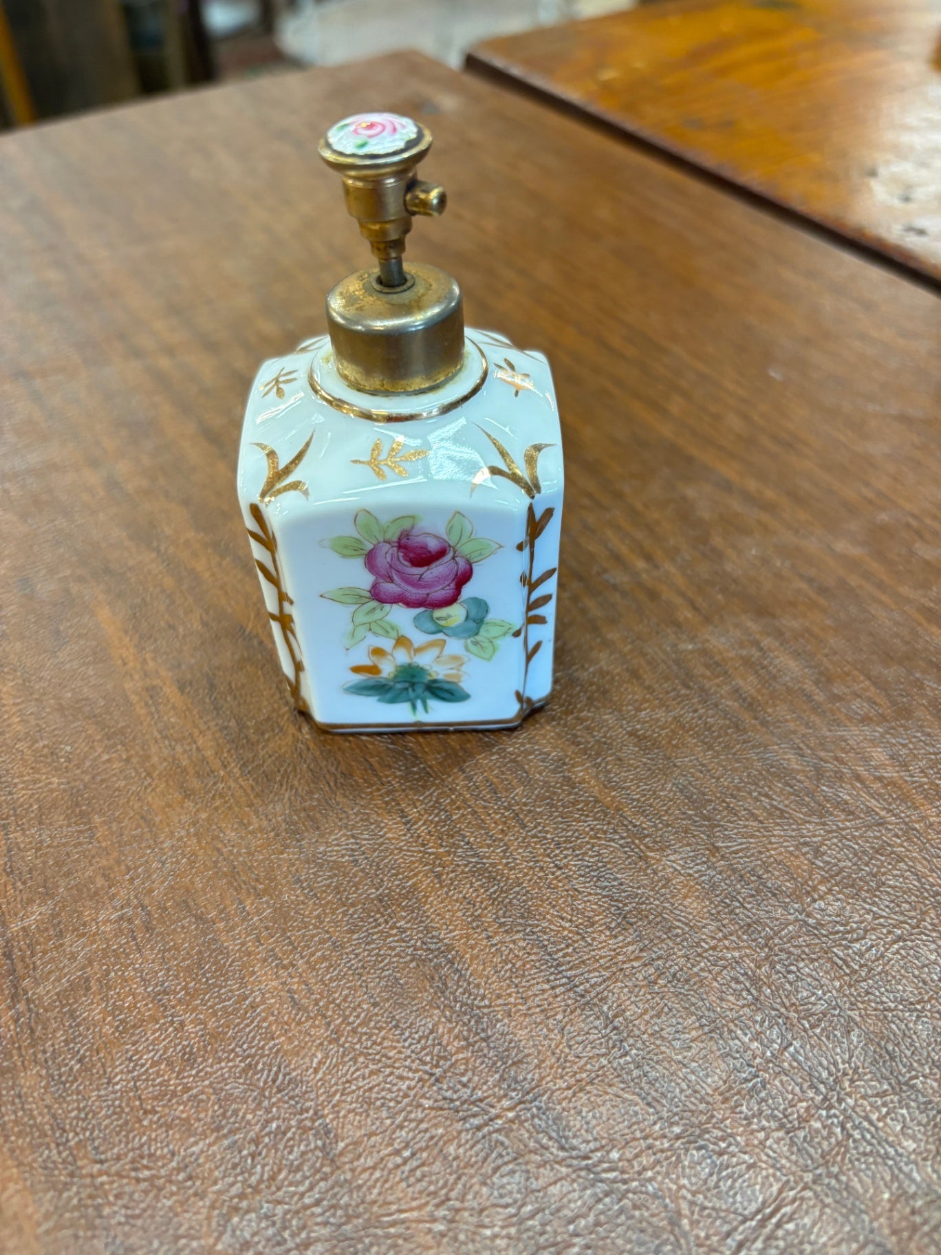 Irice Hand Painted China Perfume Bottle w Enamel Plunger