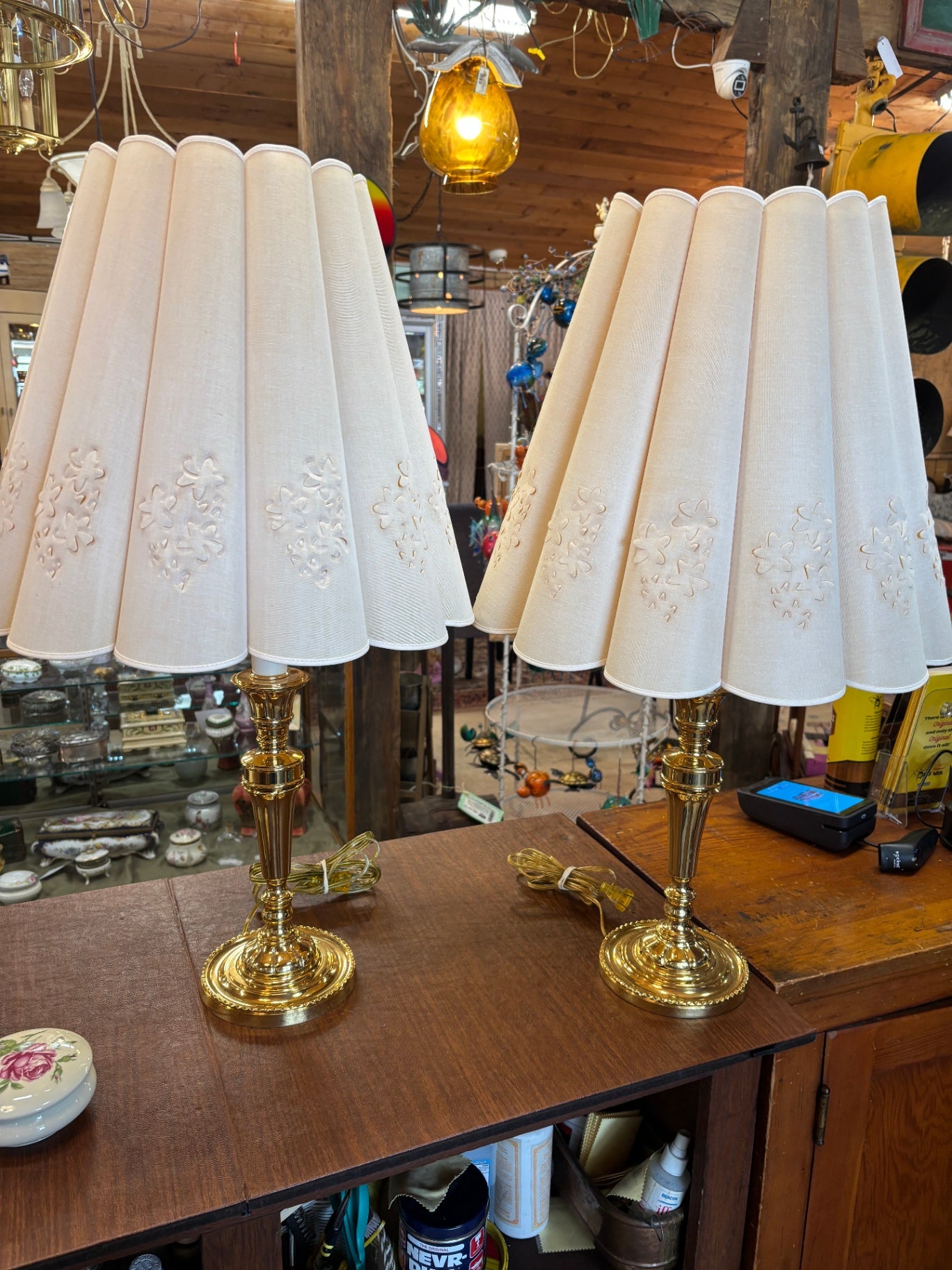 Brass Vintage Style Lamps Pair