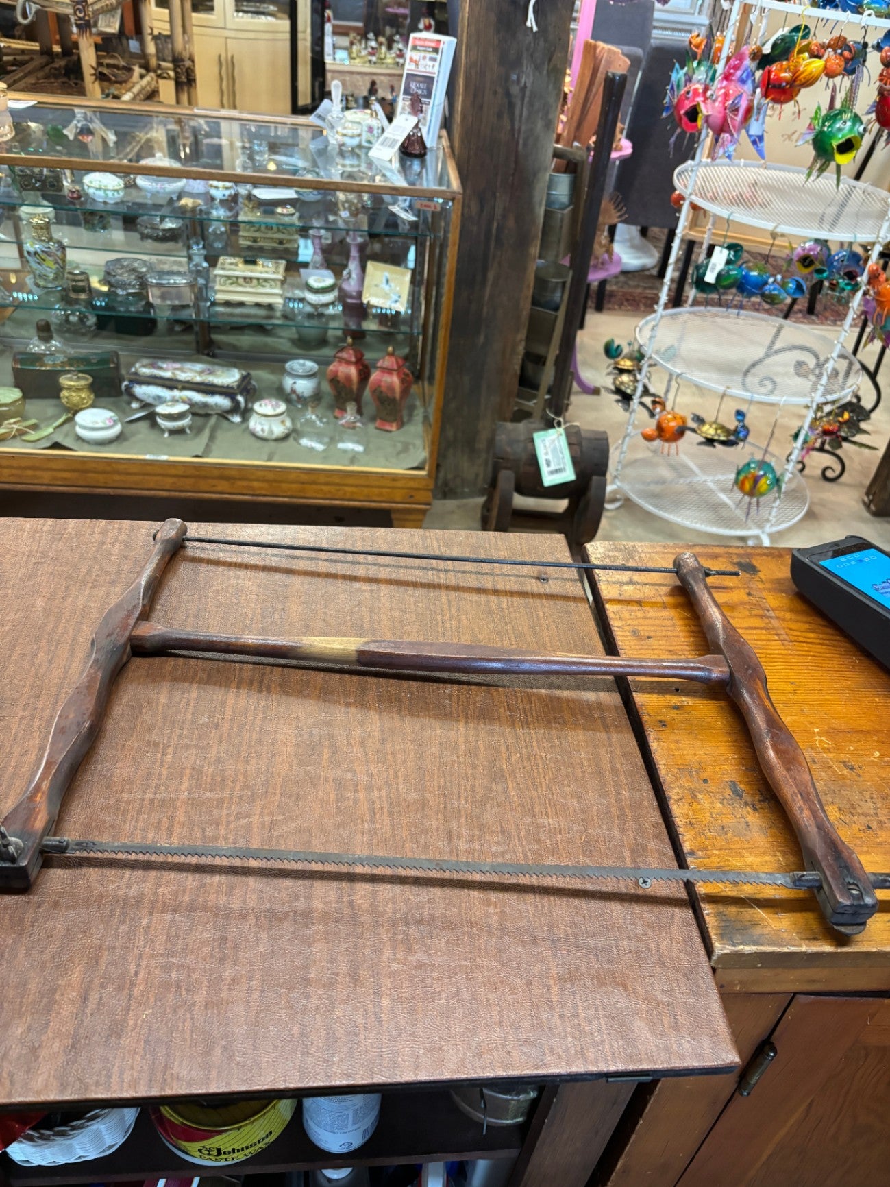 Antique wooden bow saw