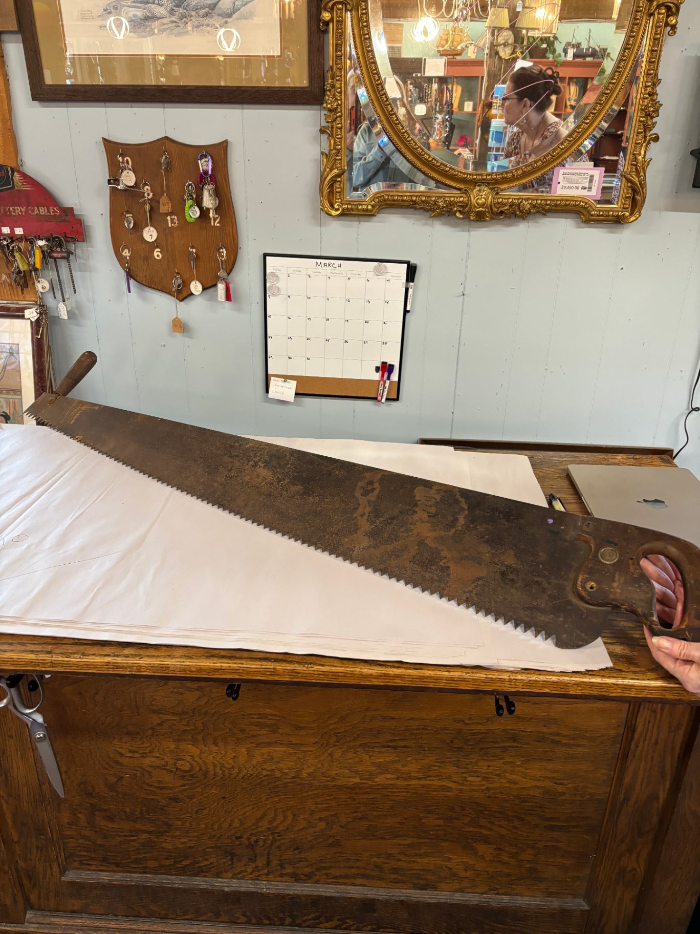 Vintage crosscut logging saw