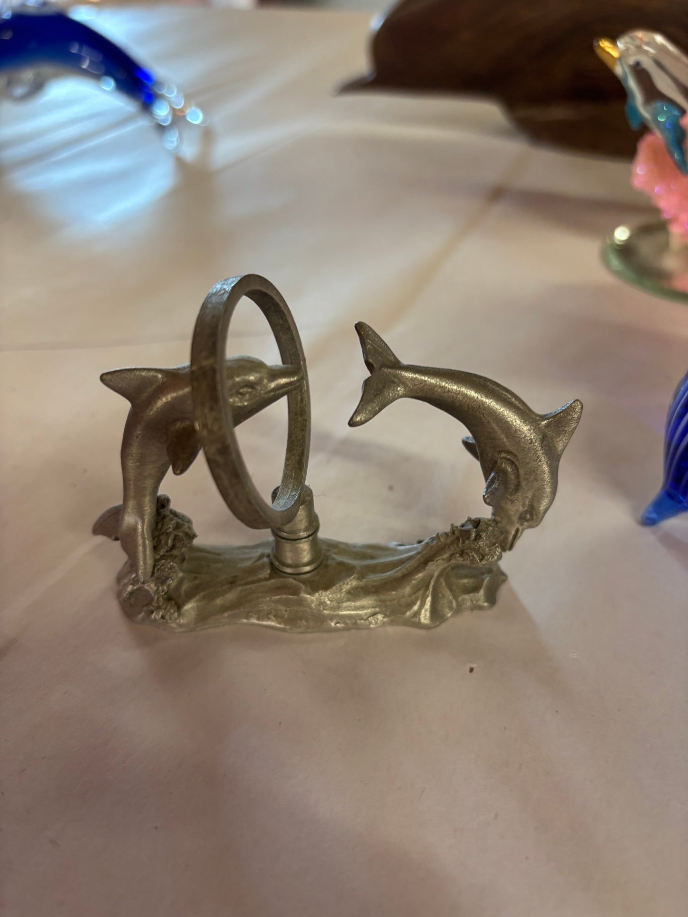 Two Dolphins Jumping Through Hoop Spoontiques Pewter