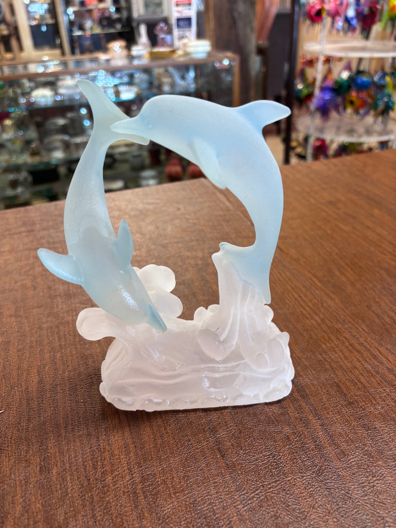 Crosa Acrylic Lucite Frosted jumping Dolphin 10” Statue 
