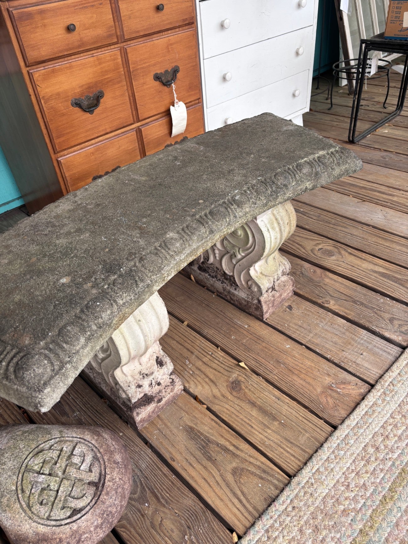 Cement Bench and Rock