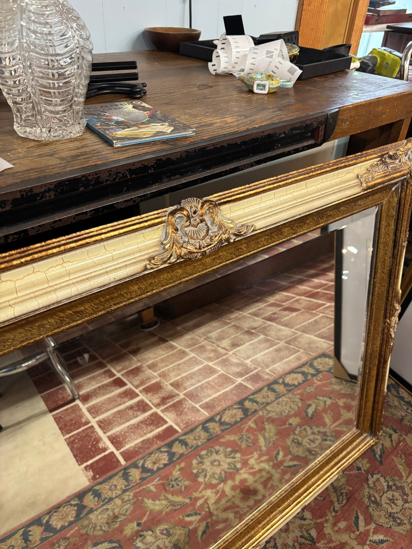 Mirror White and Gold Frame
