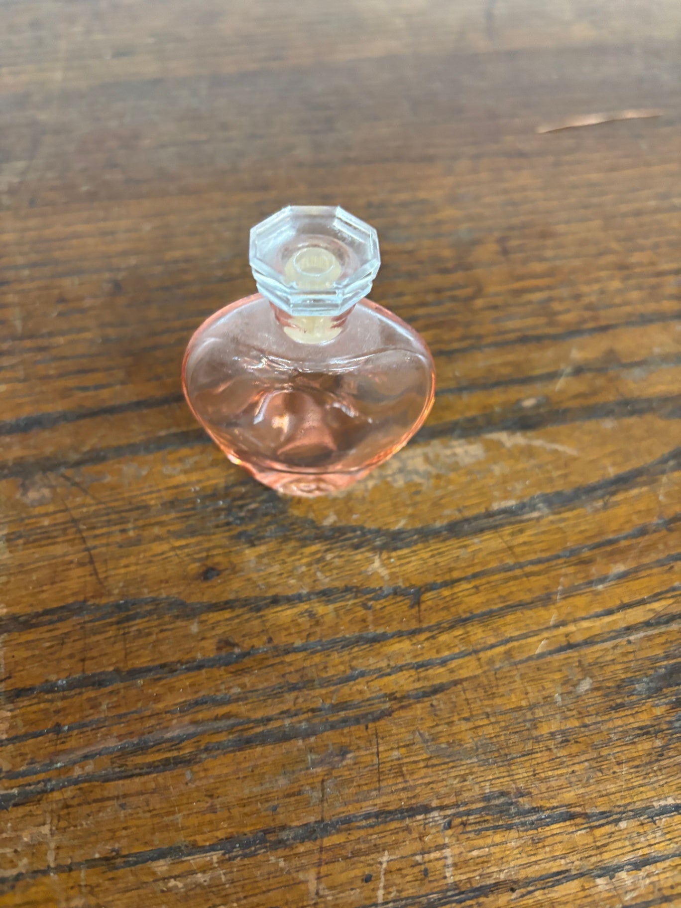 Vintage Pink Glass Heart-Shaped Perfume Bottle