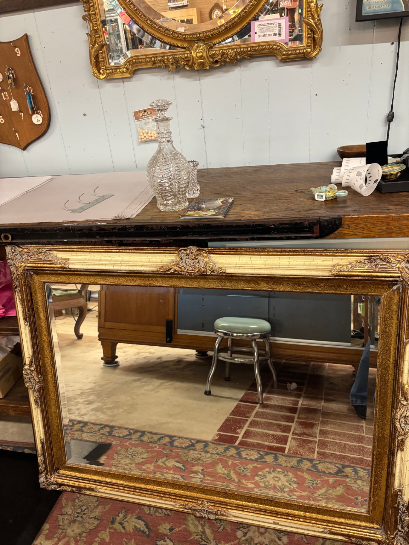 Mirror White and Gold Frame
