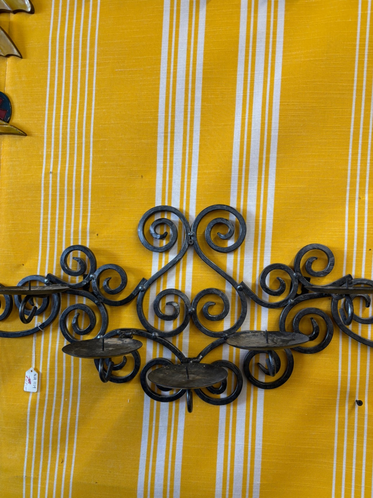 Vintage 5 Candle Wrought Iron Candelabra Holder Wall Moun