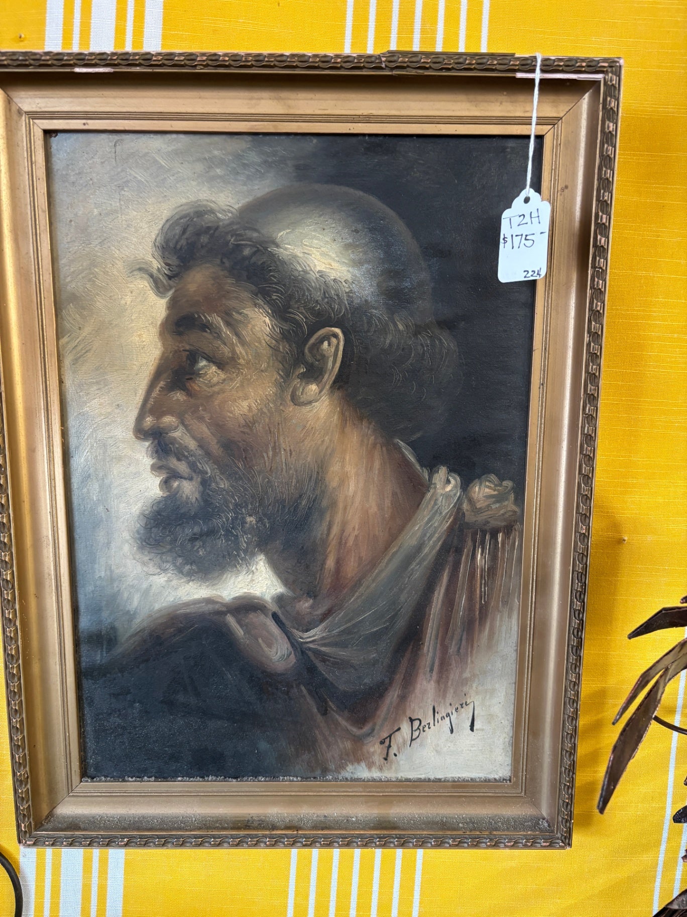 Antique Oil Portrait of a Monk by Francesco Berlingieri - 19th Century Framed Artwork
