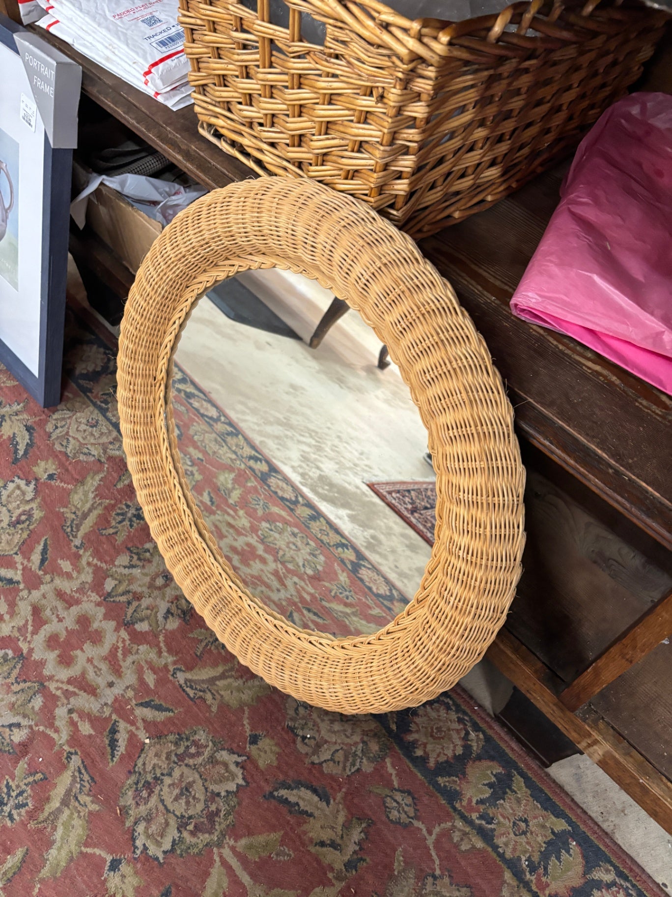 Round Wicker Mirror 25"