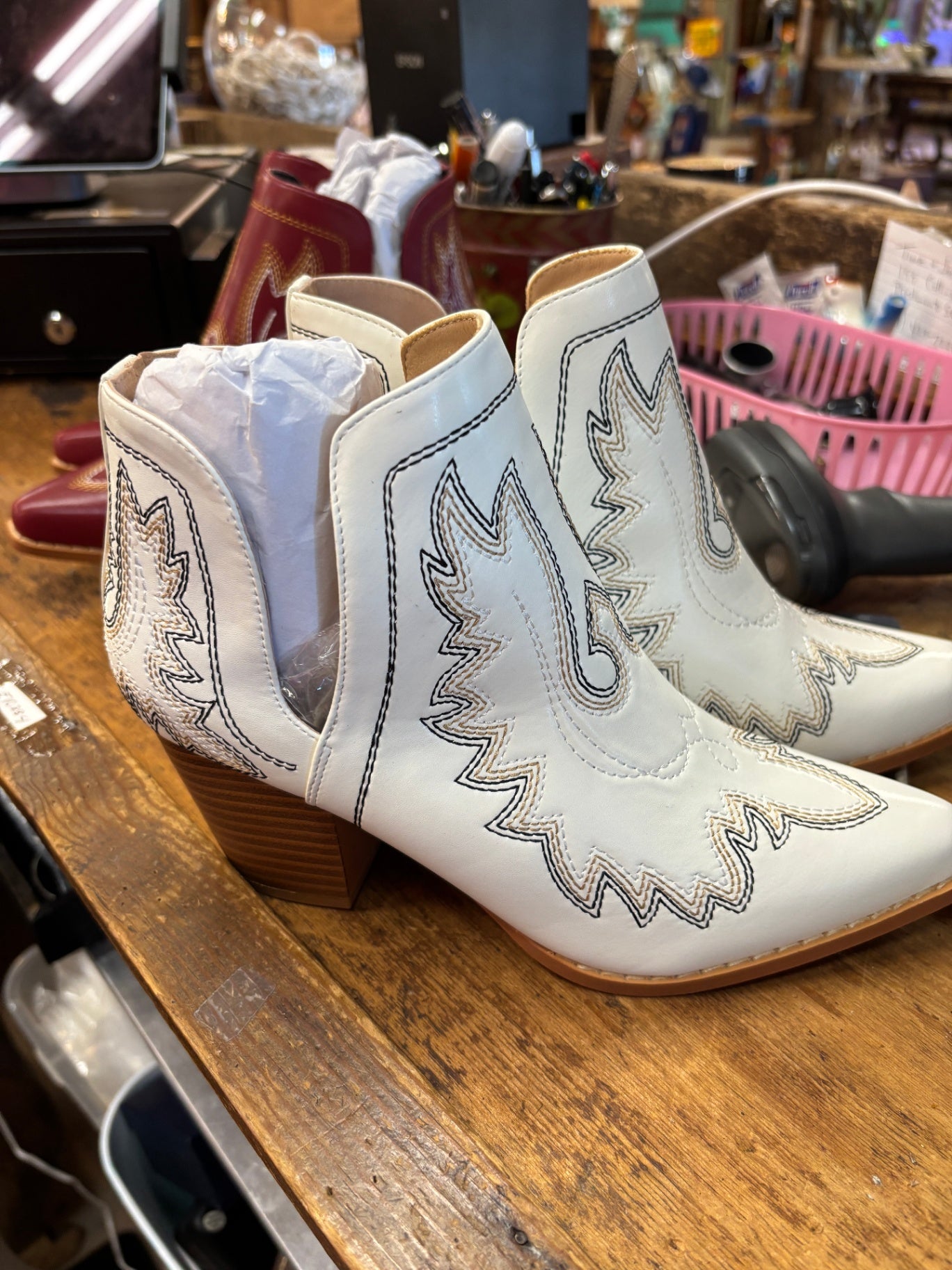 Womens White Ankle Boots Size 7