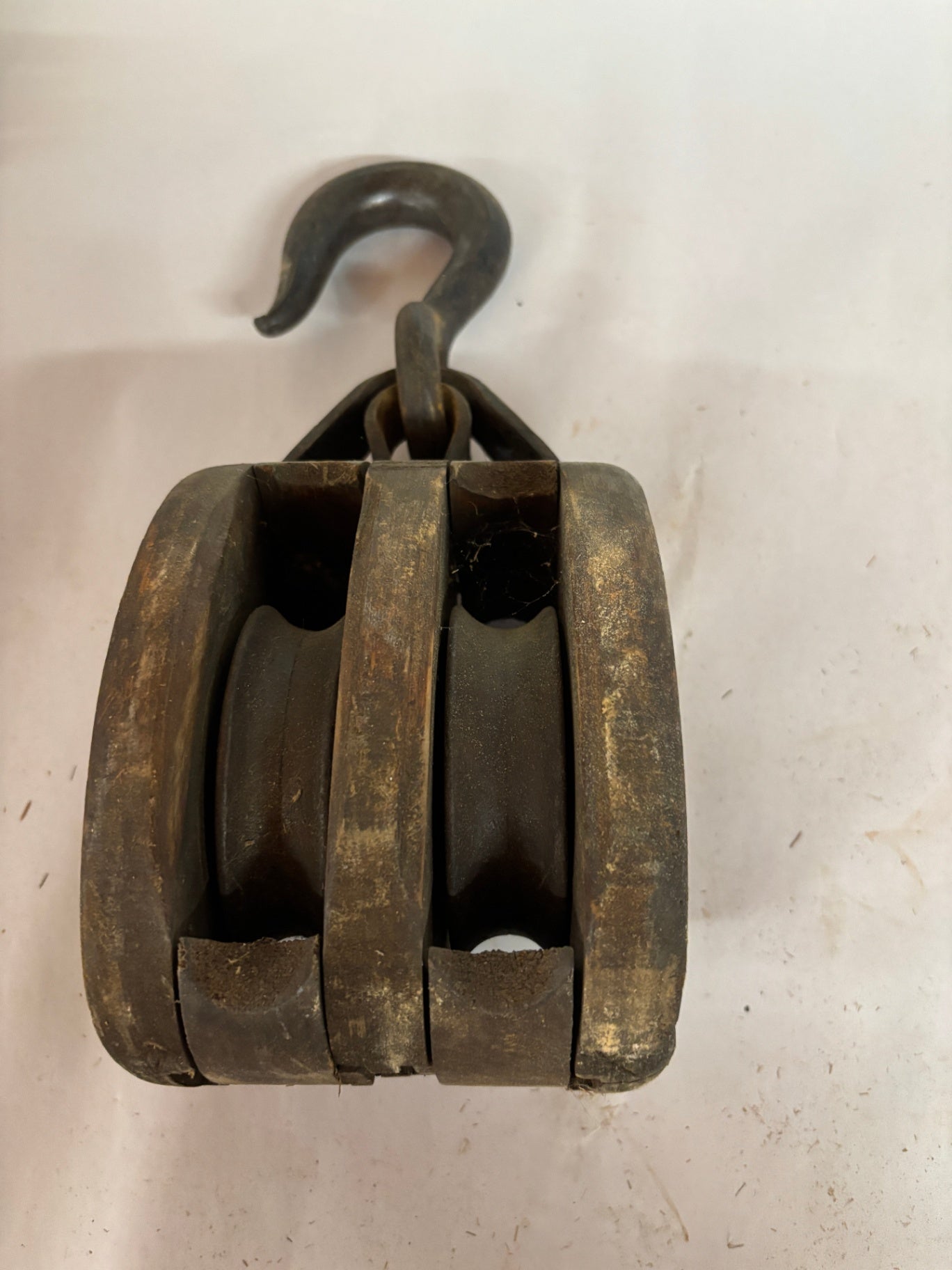 Antique Wooden Block and Tackle Pulley,