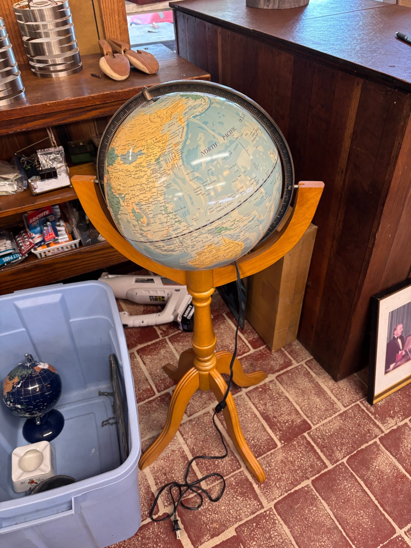 Vintage Illuminated Floor Globe