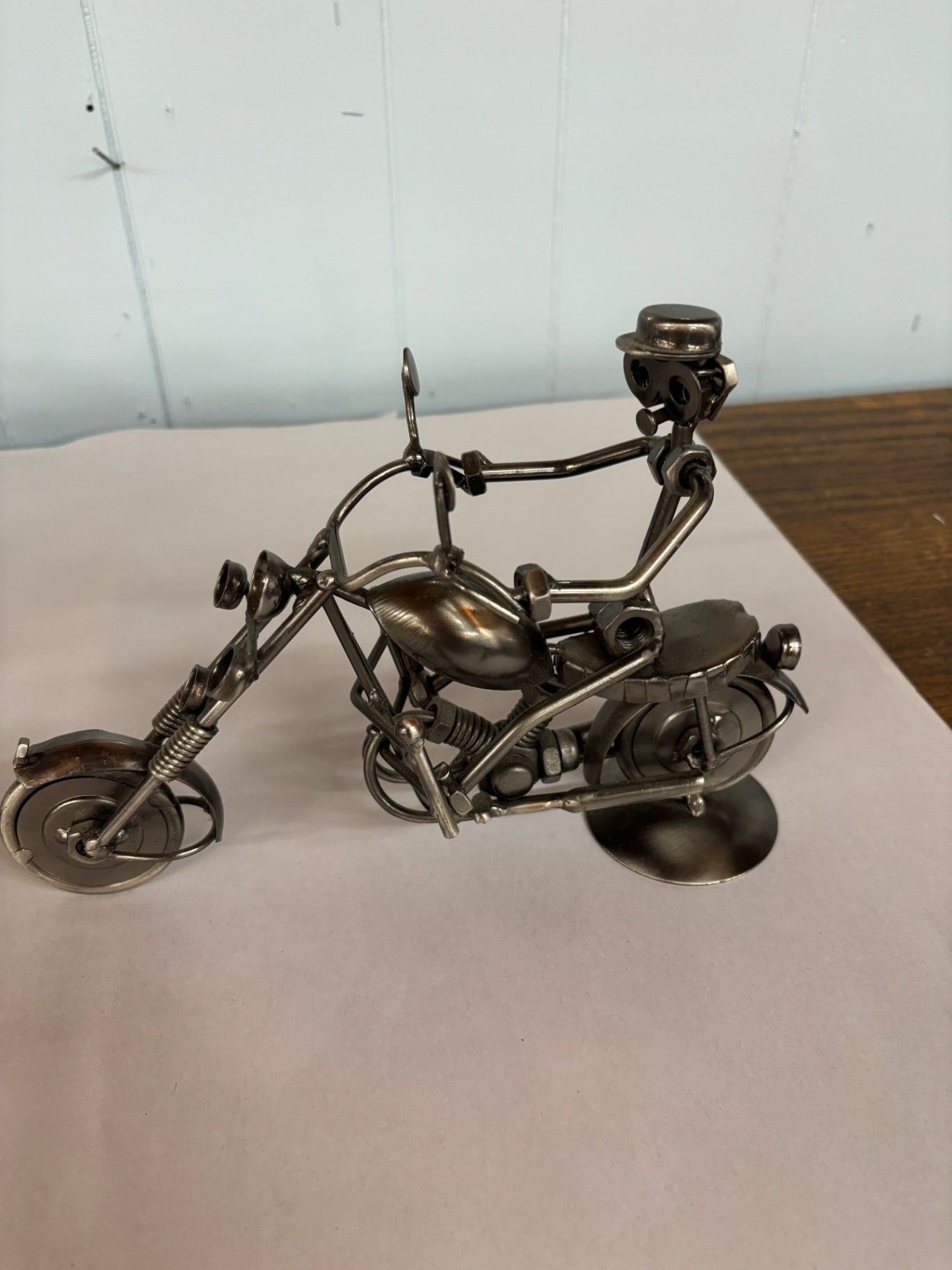 Handmade Metal Motorcycle Sculpture