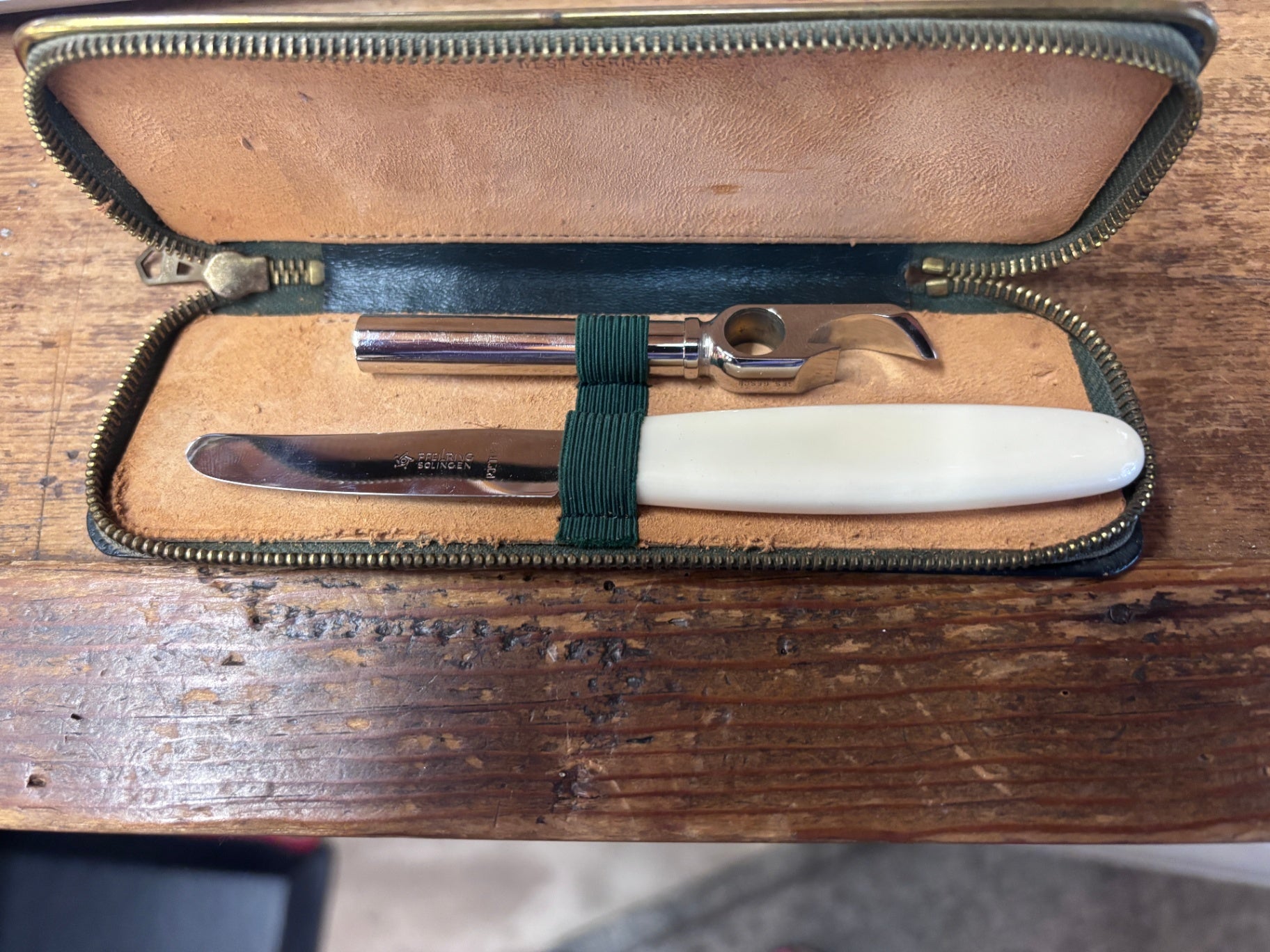 F Herder Gentleman;s grooming set with knife and cigar cutter with case