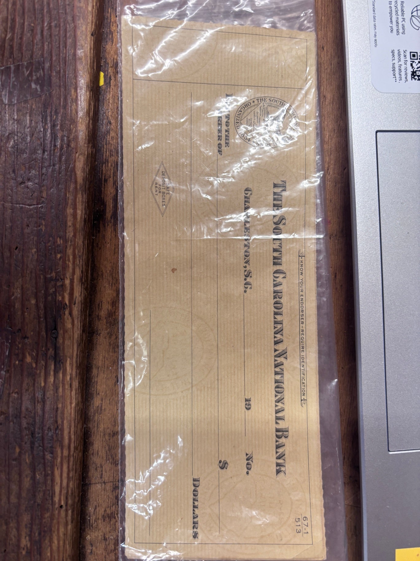 The South Carolina National Bank check