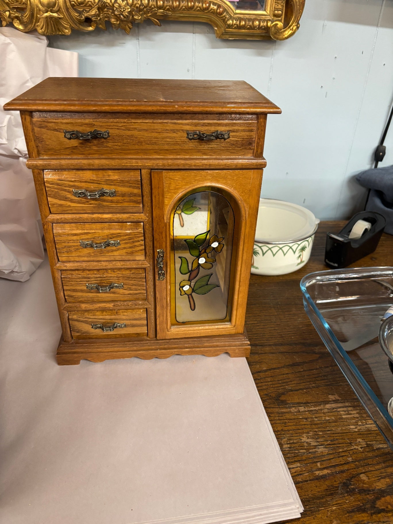 Oak Wood Jewelry Armoire
