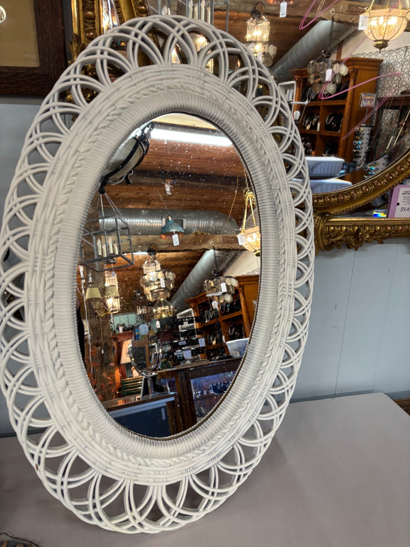 Wicker Oval Mirror