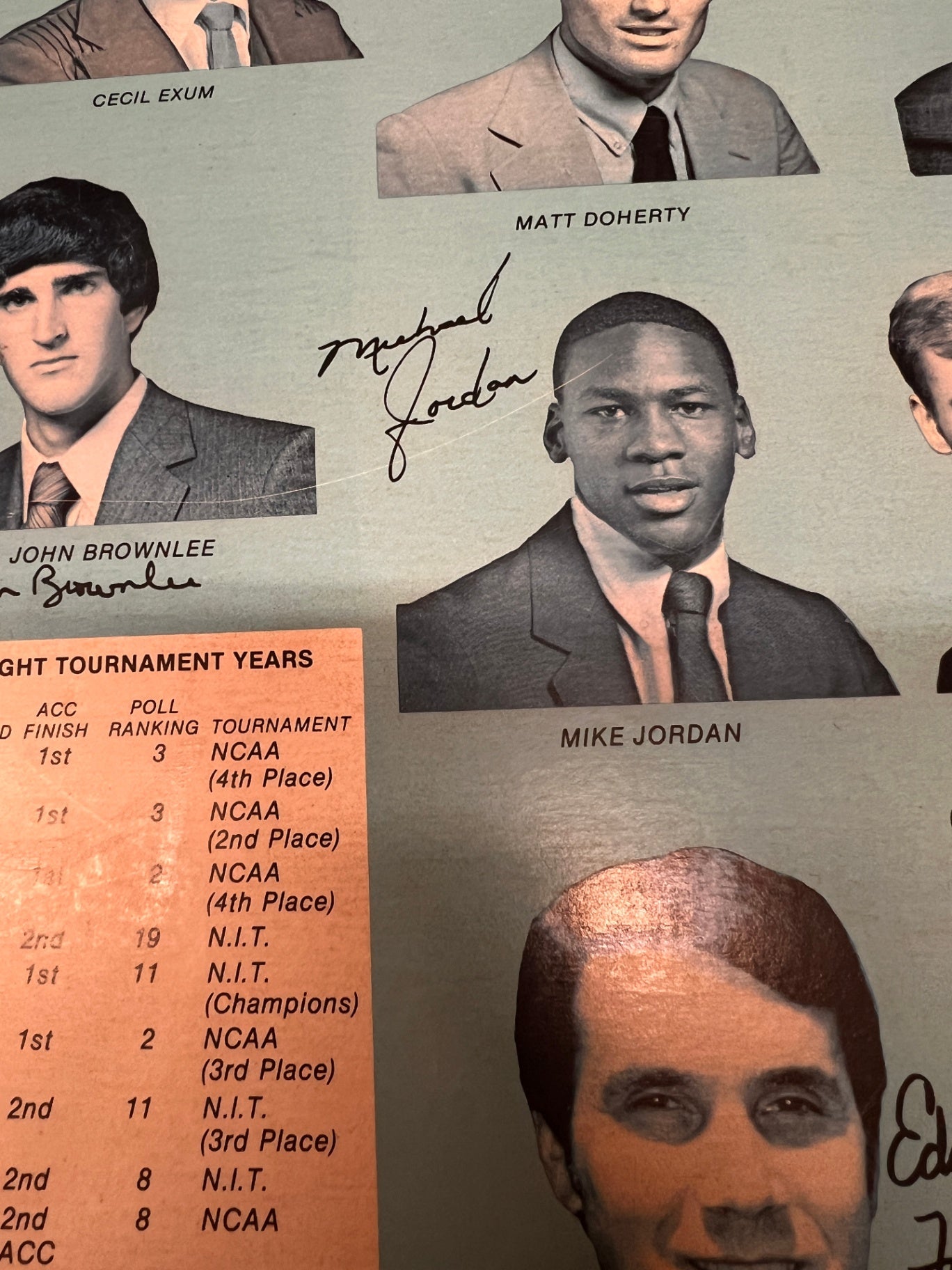 1982 UNC NCAA Champions Team Signed Poster Calendar – Michael Jordan Freshman Year Autograph – Tar Heels Dean Smith Worthy Perkins