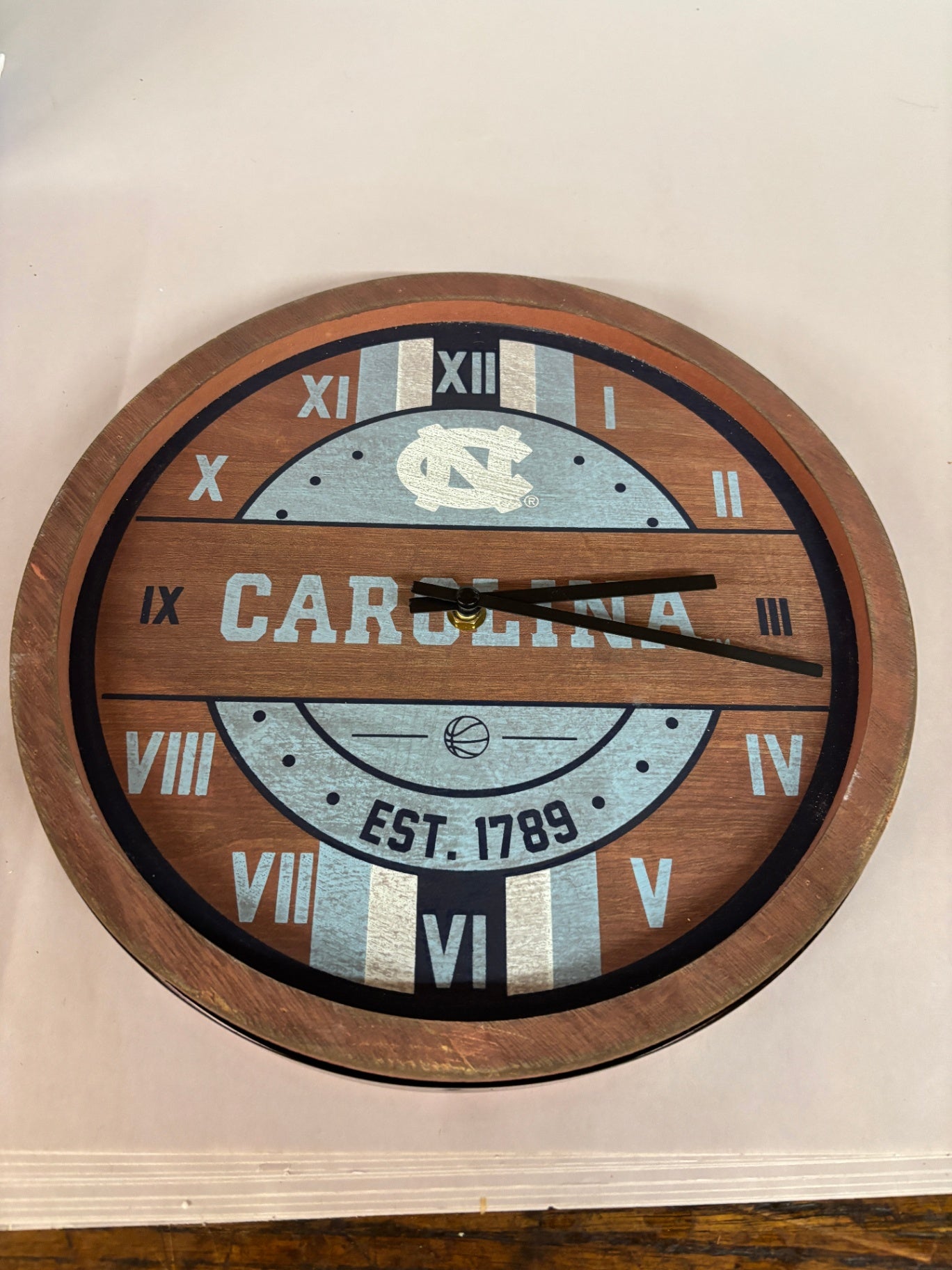 North Carolina Tar Heels Barrel Wall Clock