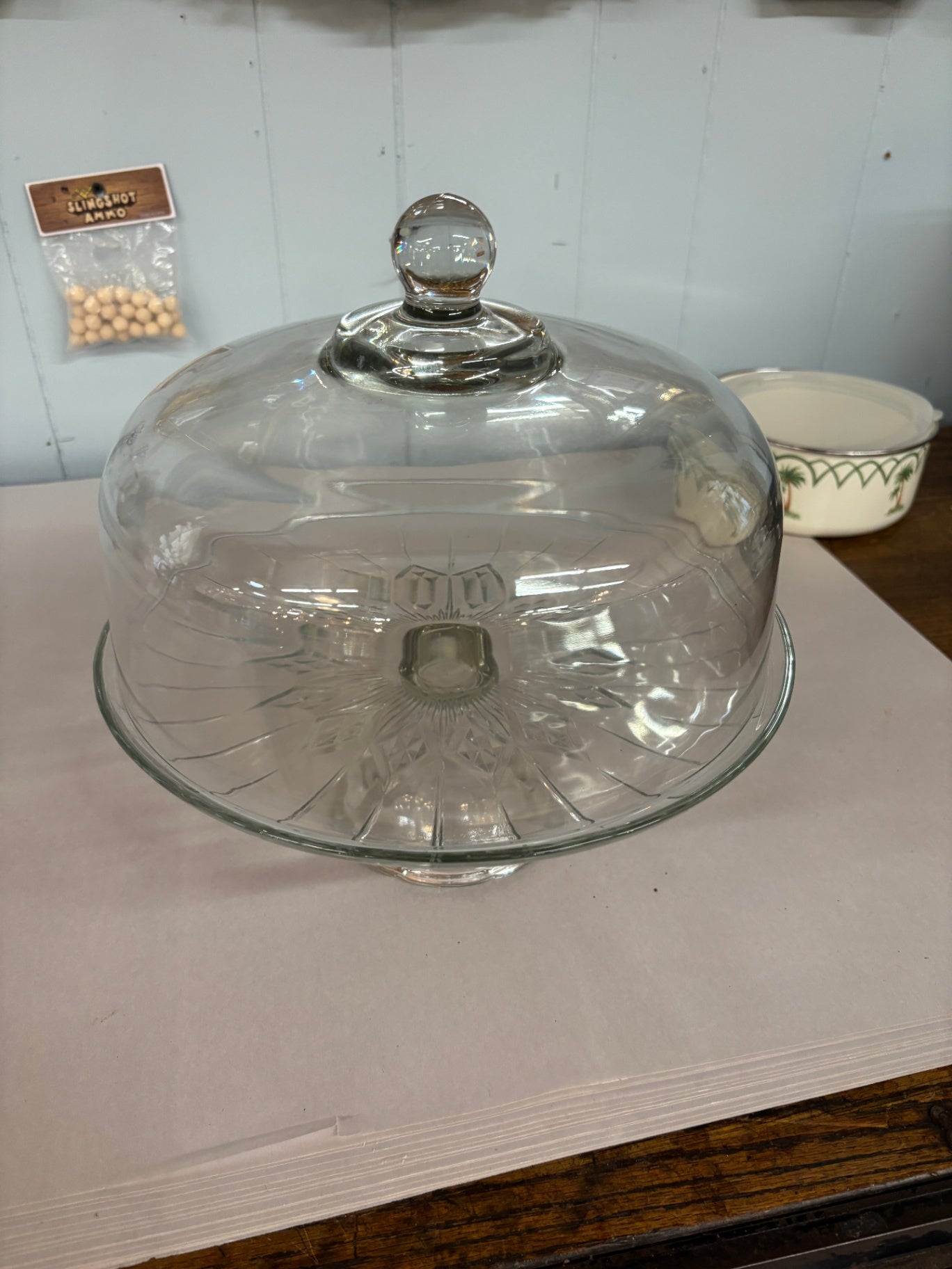 Vintage Pedestal Glass Cake Stand with Glass Dome