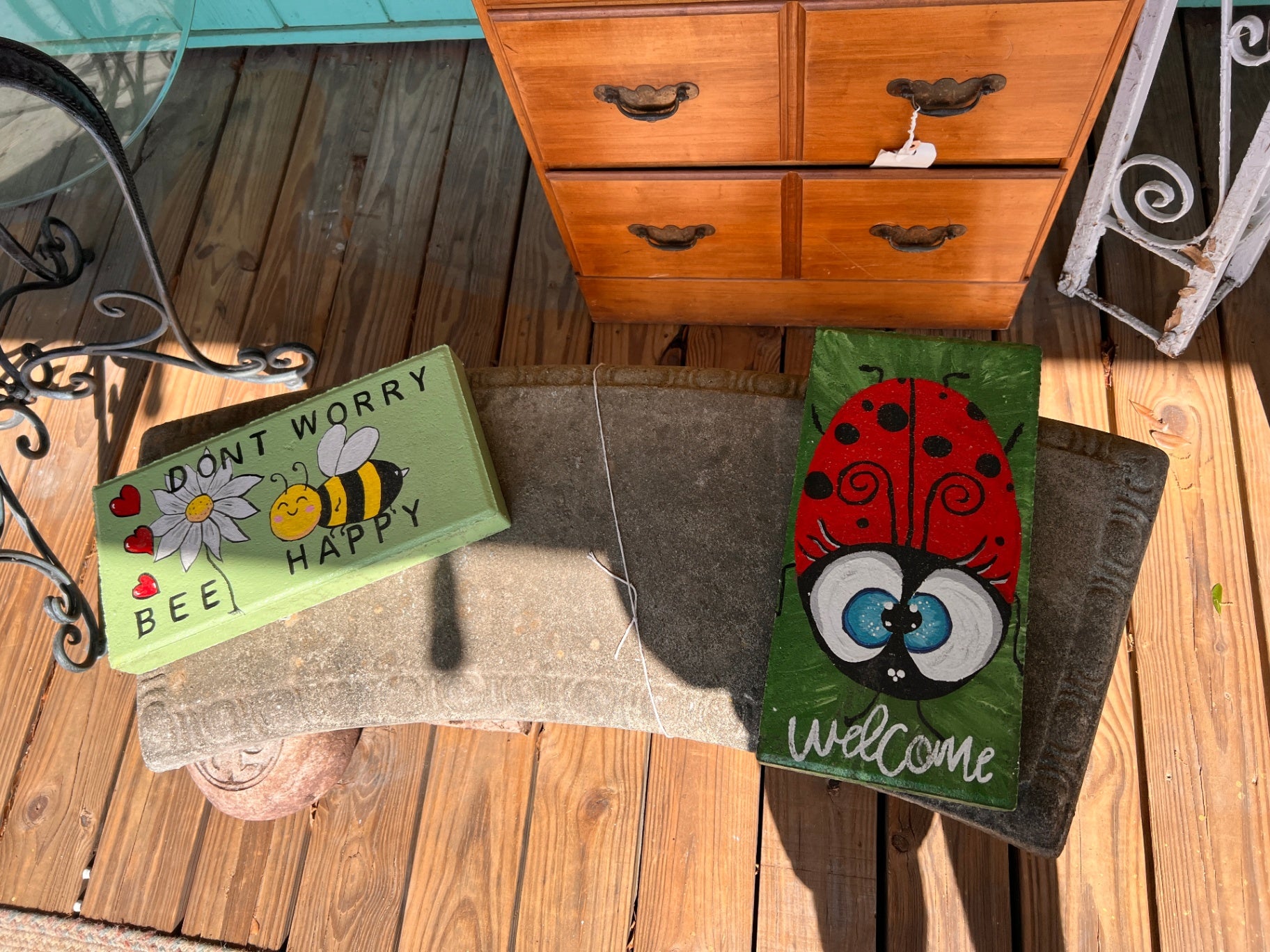 Hand Painted Concrete Patio Stones