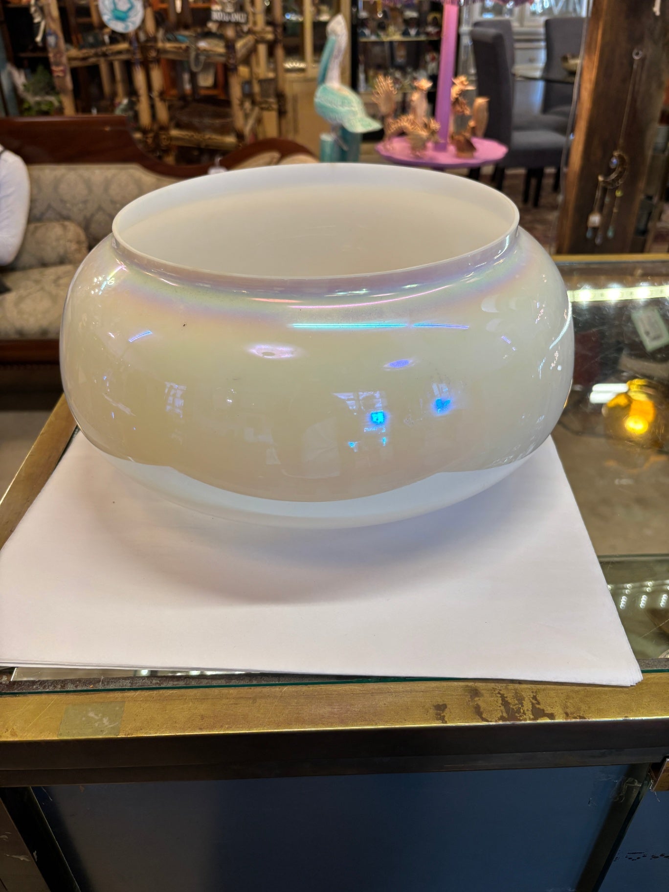 Vintage Handblown Glass Iridescent Planter