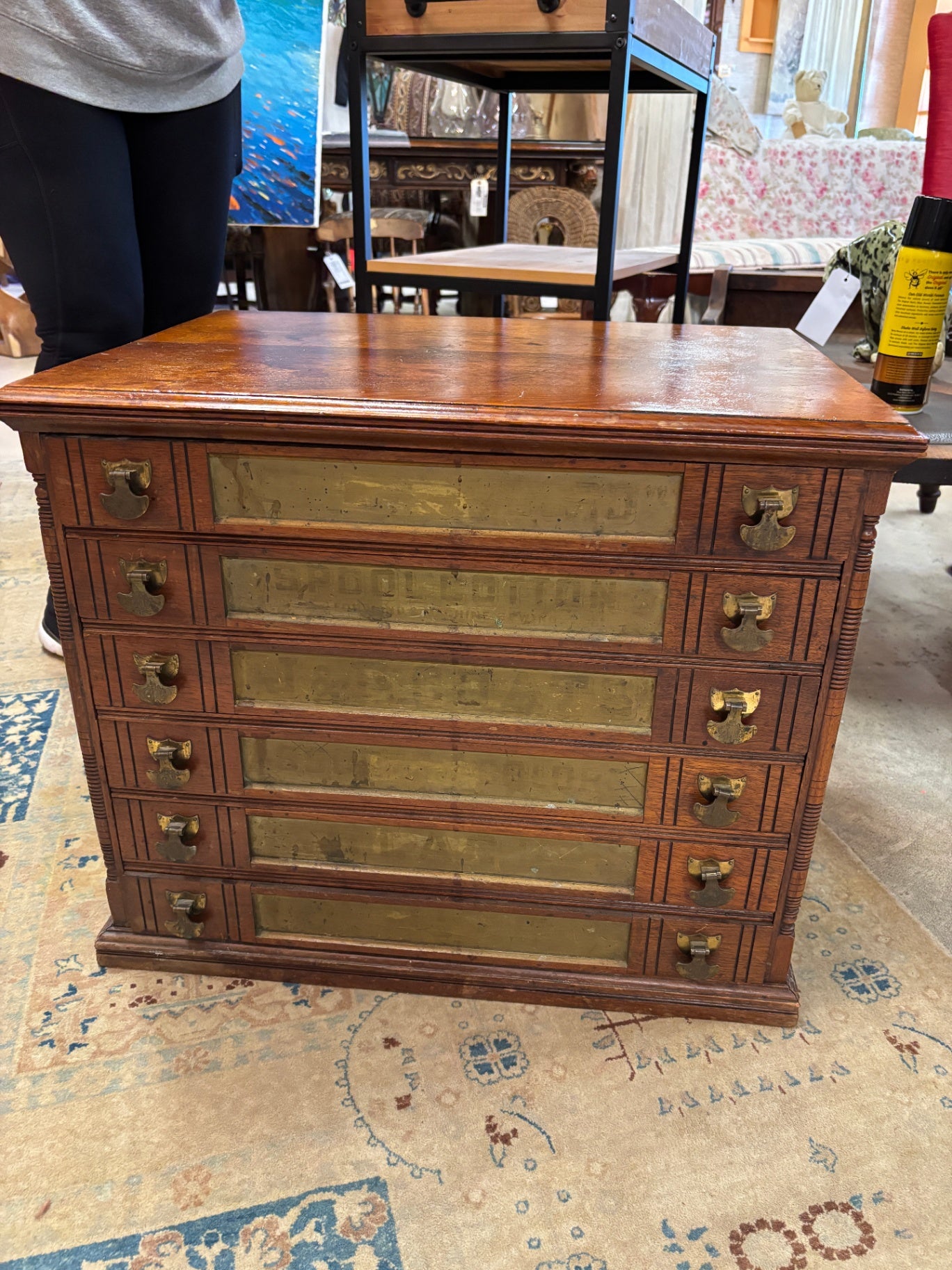  Victorian J&P Coats oak spool cabinet