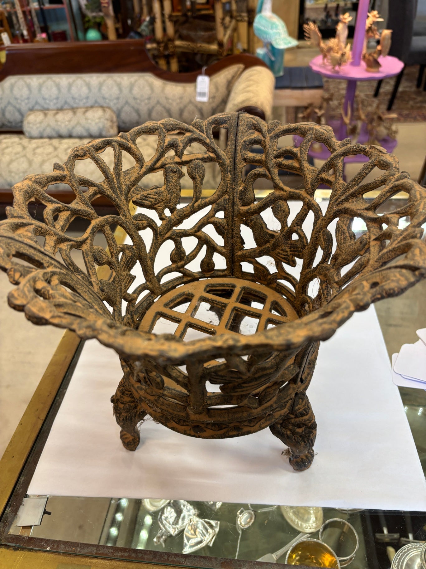 Vintage Cast Iron Pedestal Planter